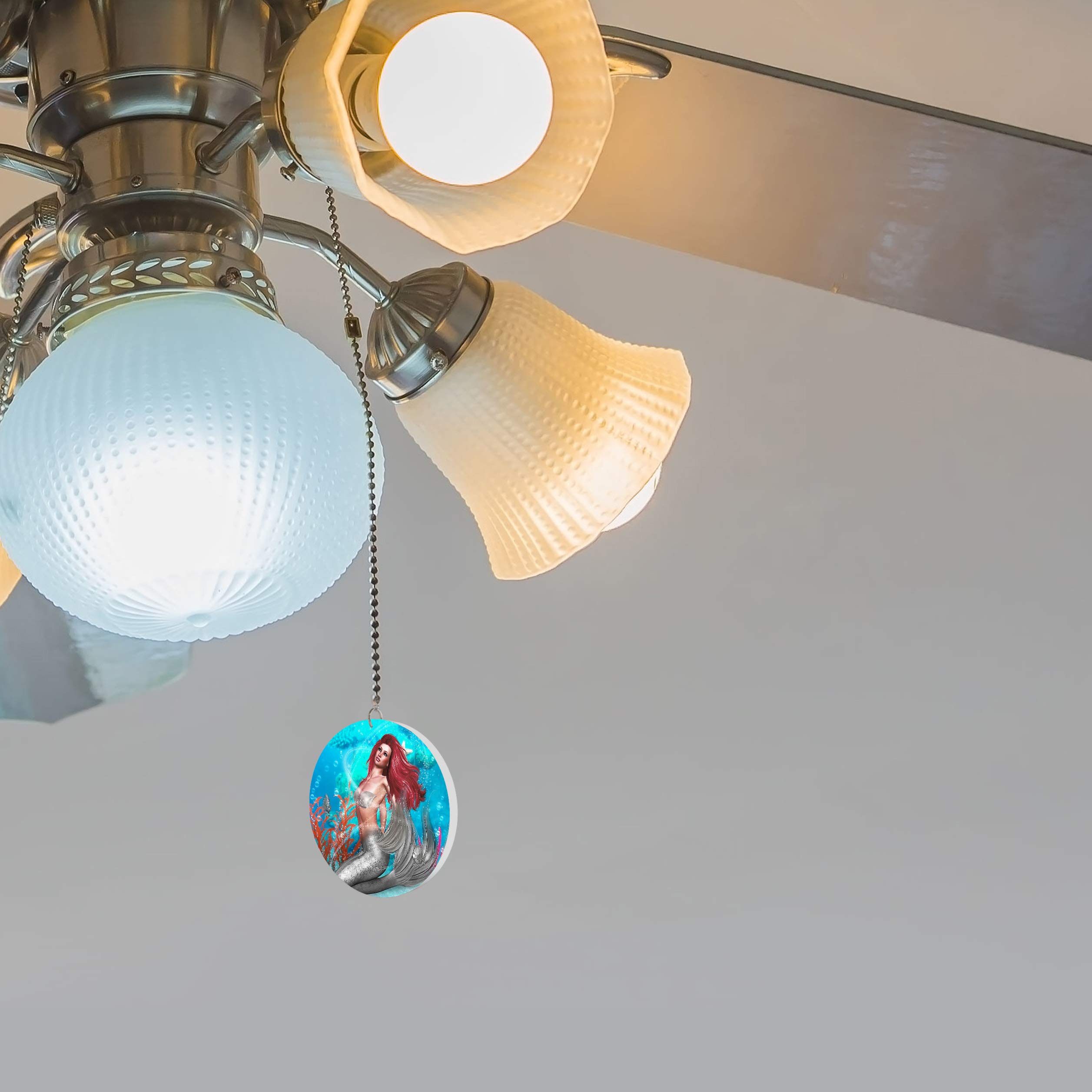Magic Mermaid Ceiling Fan Light Pull Chain - Decorative Mermaid Tail Fan Pull for Bedroom, Kids Room, Nursery & Coastal Themed Home Decor