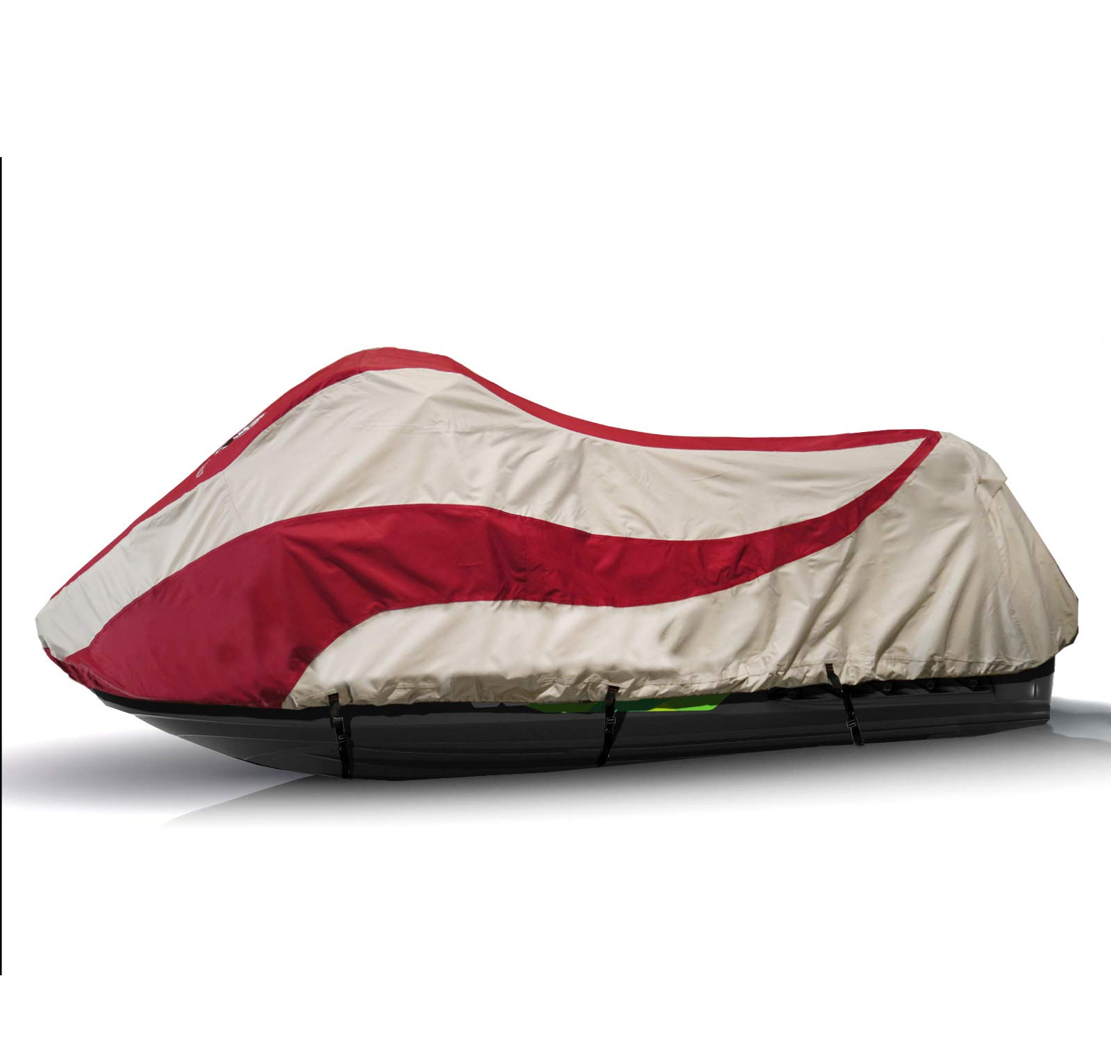 Waterproof Jet Ski Cover for Sea Doo Fish PRO 155 & 170 (2019-2025) - Heavy Duty Trailerable Boat Cover in Red/Grey - Perfect for Outdoor Storage & Transport Protection