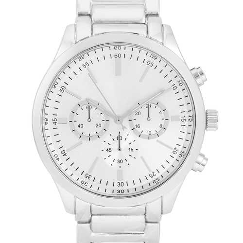 Chrono Silvertone Metal Watch for Men - Waterproof Stainless Steel Analog Wristwatch with Date Display - Perfect for Business, Casual & Formal Occasions