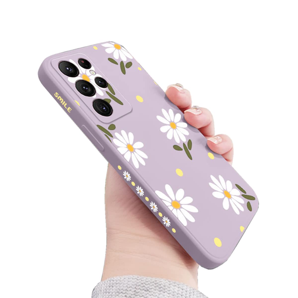 Cute Daisy Pattern Shockproof TPU Bumper Case for Samsung Galaxy S22 Ultra 5G (6.8