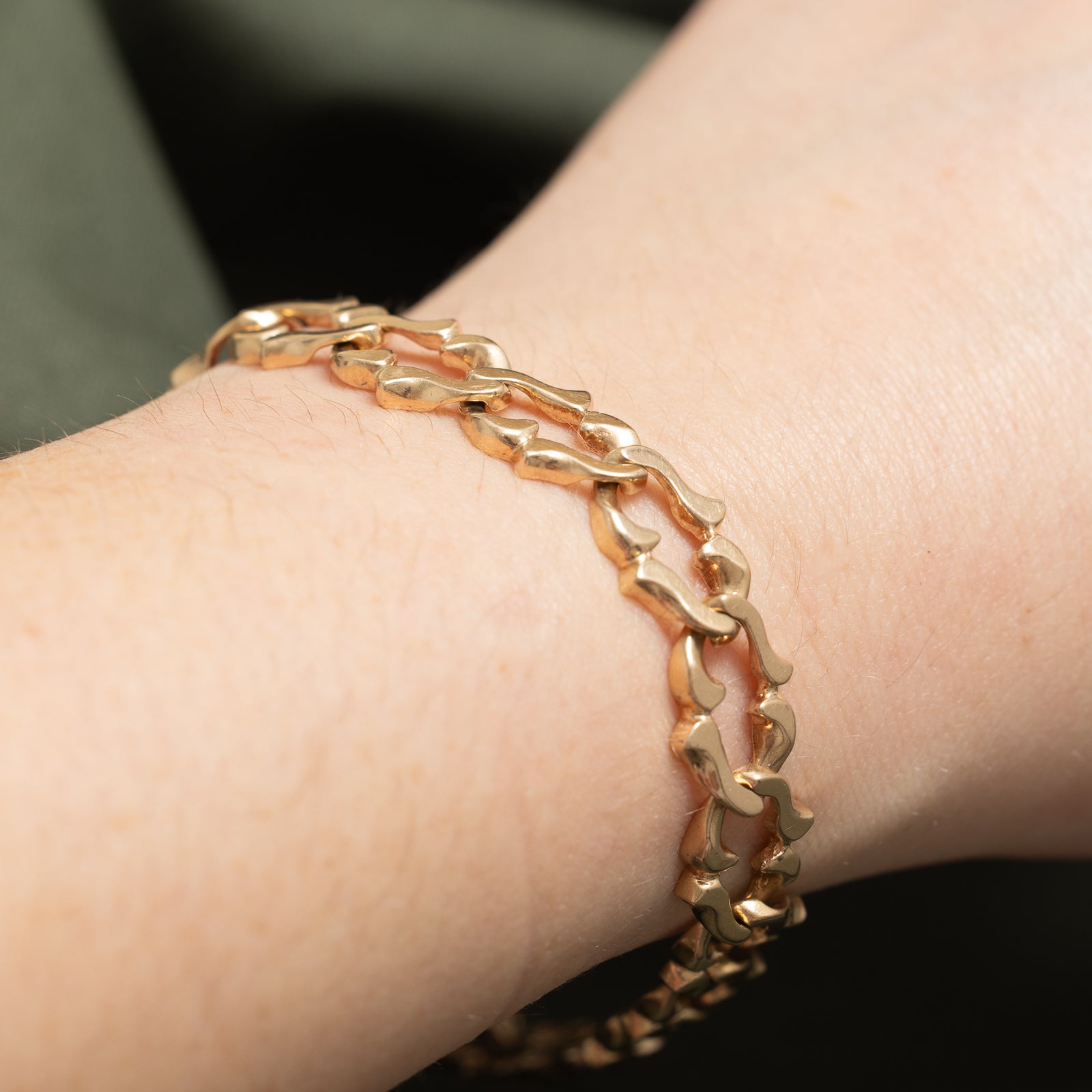 14K Yellow Gold Ornate Chain Bracelet for Women - 10.74mm Wide, 8.25 Inches Long - Elegant Jewelry Gift for Birthday, Anniversary & Special Occasions