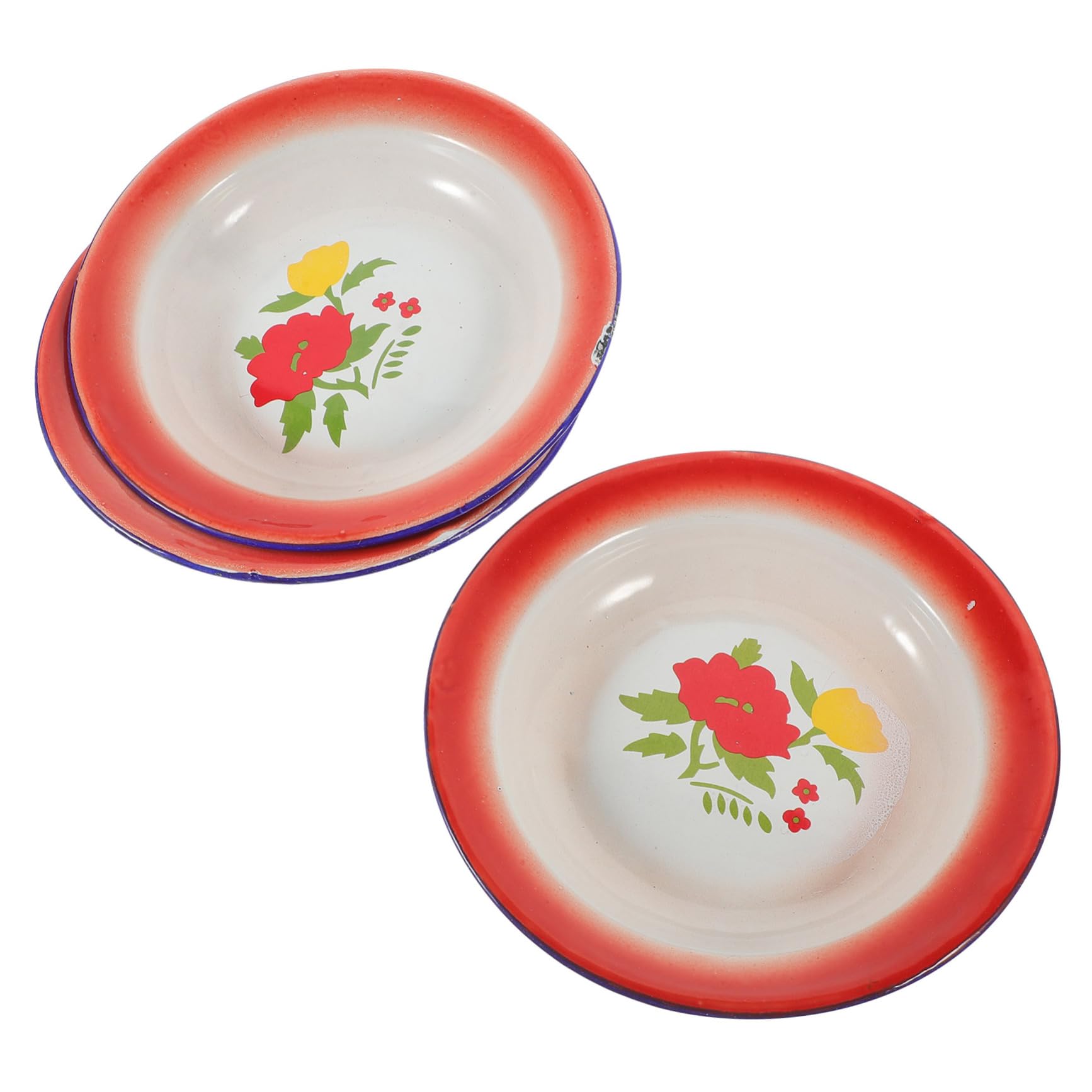 Authentic Japanese Snacks 3-Piece Enamel Plate Set - 18CM Round Serving Tray for Chinese Weddings, New Year Celebrations & Traditional Party Appetizers | Elegant Food Display for Asian Festive Gatherings & Cultural Events
