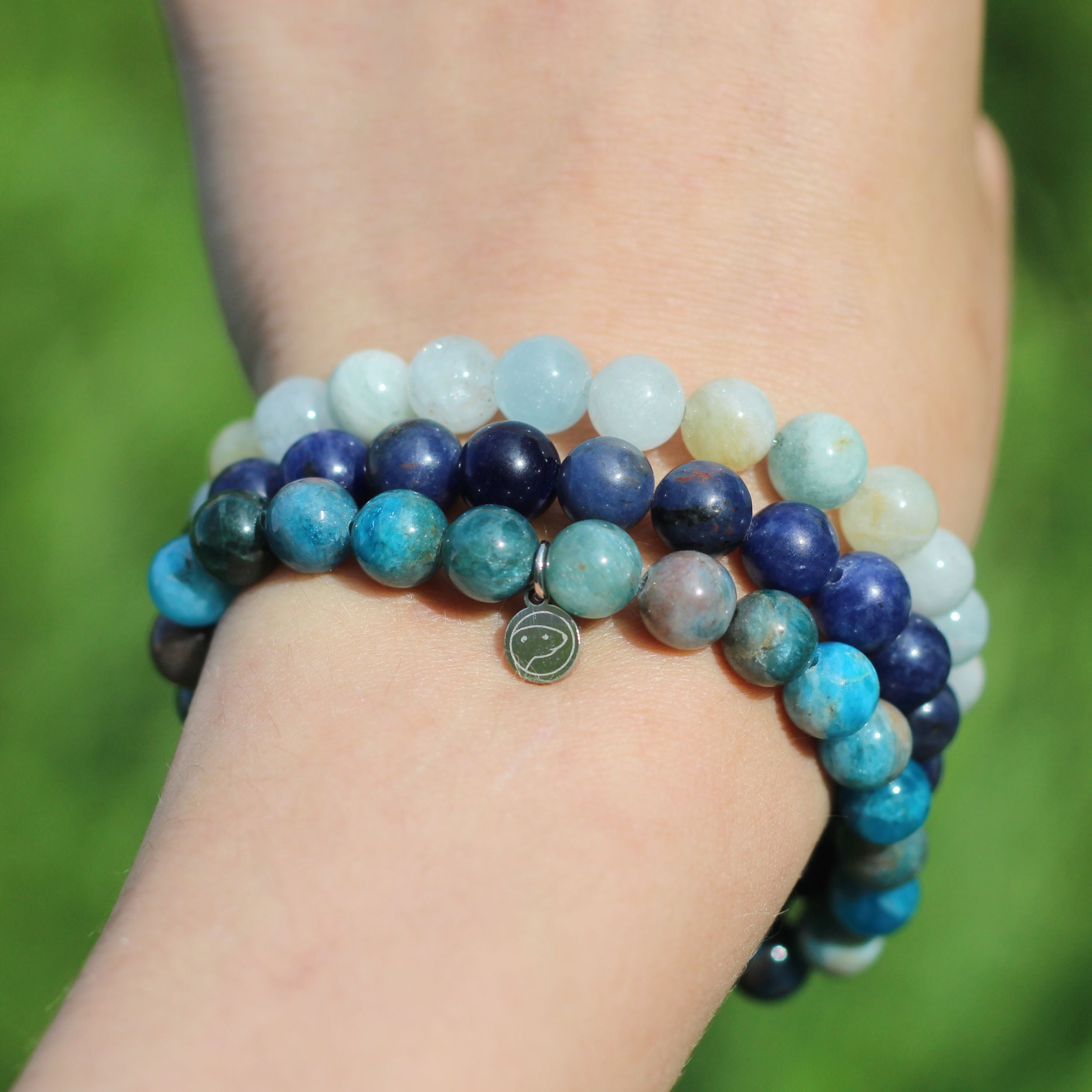 Vishuddha Throat Chakra Healing Bracelet Set - Natural Stone Energy Jewelry for Communication & Self-Expression - Perfect for Meditation, Yoga & Spiritual Balance