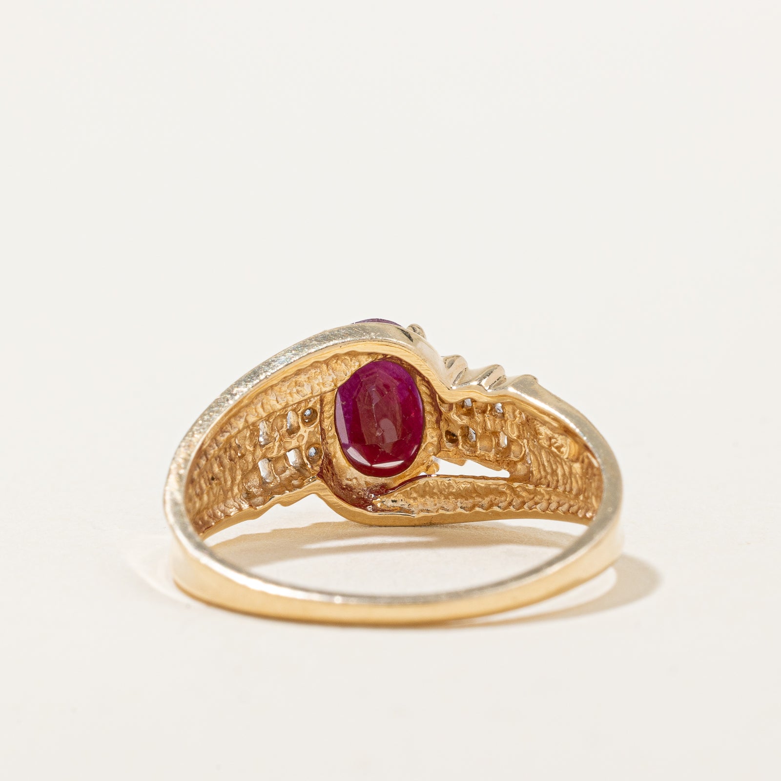 Elegant Oval Cut Ruby and Diamond Bypass Ring - 0.95ct Ruby with 0.02ctw Diamonds - Size 6.5 - Perfect for Engagement, Anniversary & Special Occasion Gifts
