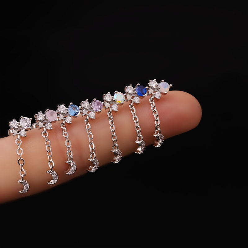 20G Cartilage Dangle Earrings - Celestial Crystal Earrings for Women | Trendy Boho Jewelry for Parties, Date Nights & Everyday Wear (HSPJ733)