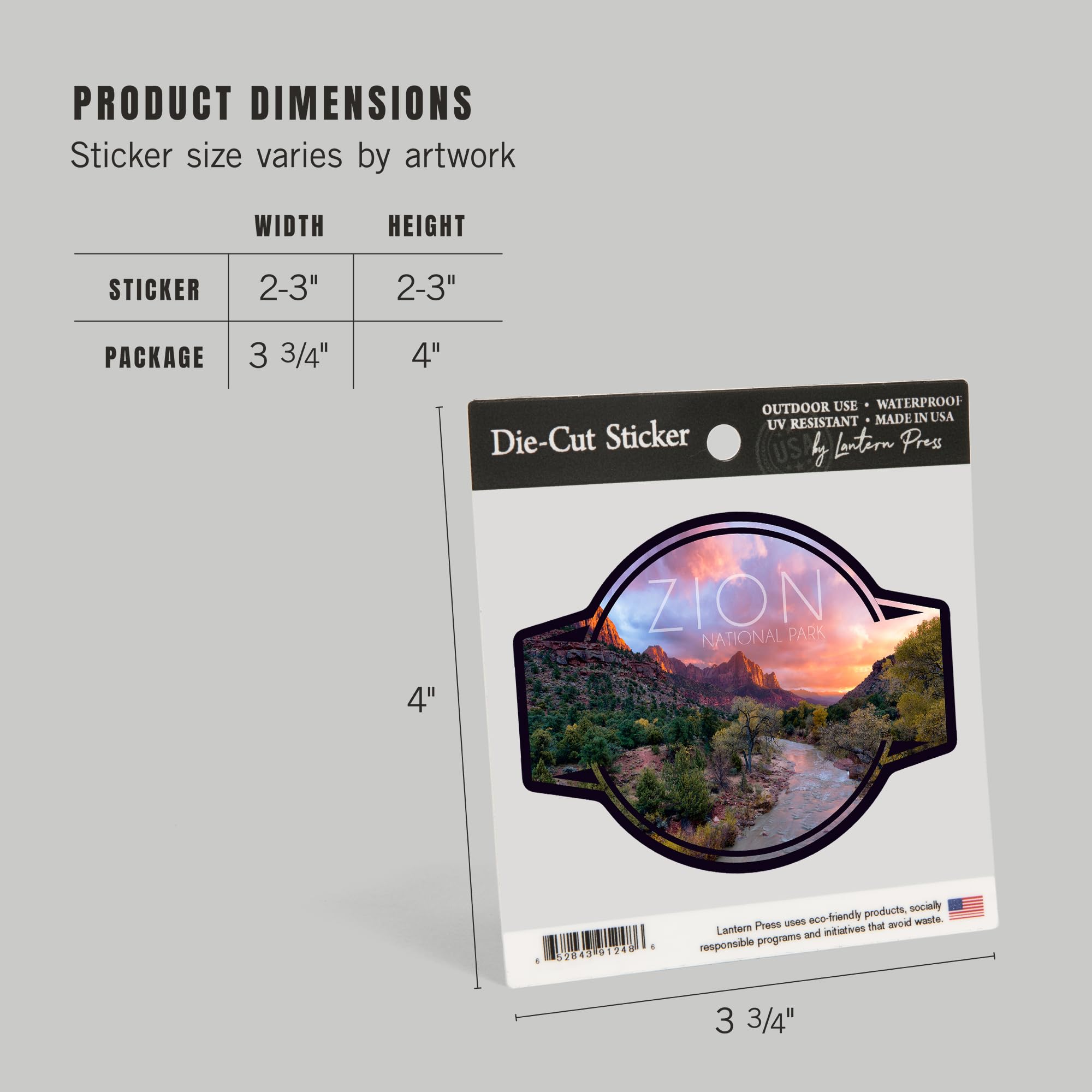 Zion National Park Vinyl Sticker - Waterproof Die-Cut Decal (1-3 inches) for Cars, Laptops, Water Bottles & Coolers | Utah Landscape Sticker Featuring The Watchman | Perfect for Outdoor Enthusiasts, Hikers & Travel Lovers
