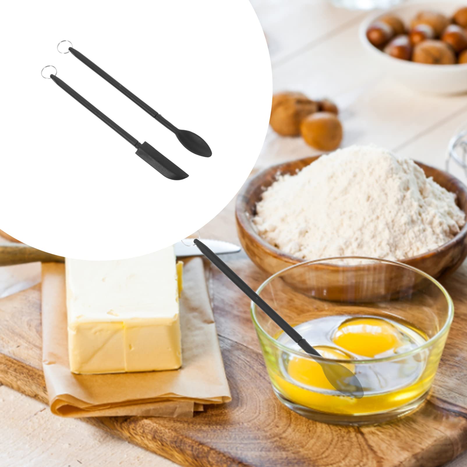 Retractable Silicone Spatula Set - Mini Spoon for Jars, Peanut Butter, Jam & Makeup - Multipurpose Kitchen & Beauty Scraper Tool for Cooking, Baking & Cosmetics