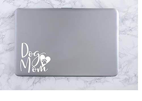 Dog Mom Heart Paw Decal - White 4.5x4.5 Inch - Made in USA by Foxtail Decals - Perfect for Car Windows, Laptops, Water Bottles & More - Cute Pet Lover Gift & Home Decor