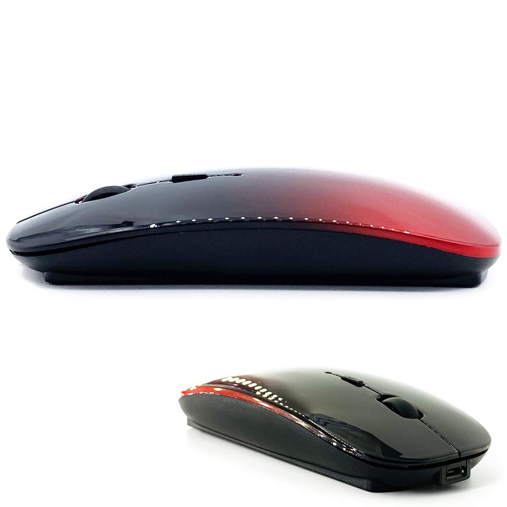 KLO Bluetooth Mouse for MacBook, MacBook Air, MacBook Pro, iPad - Wireless Mouse for Laptop, Notebook, PC, Chromebook (BT/A Red-Black) - Perfect for Office, Home, Travel & Remote Work