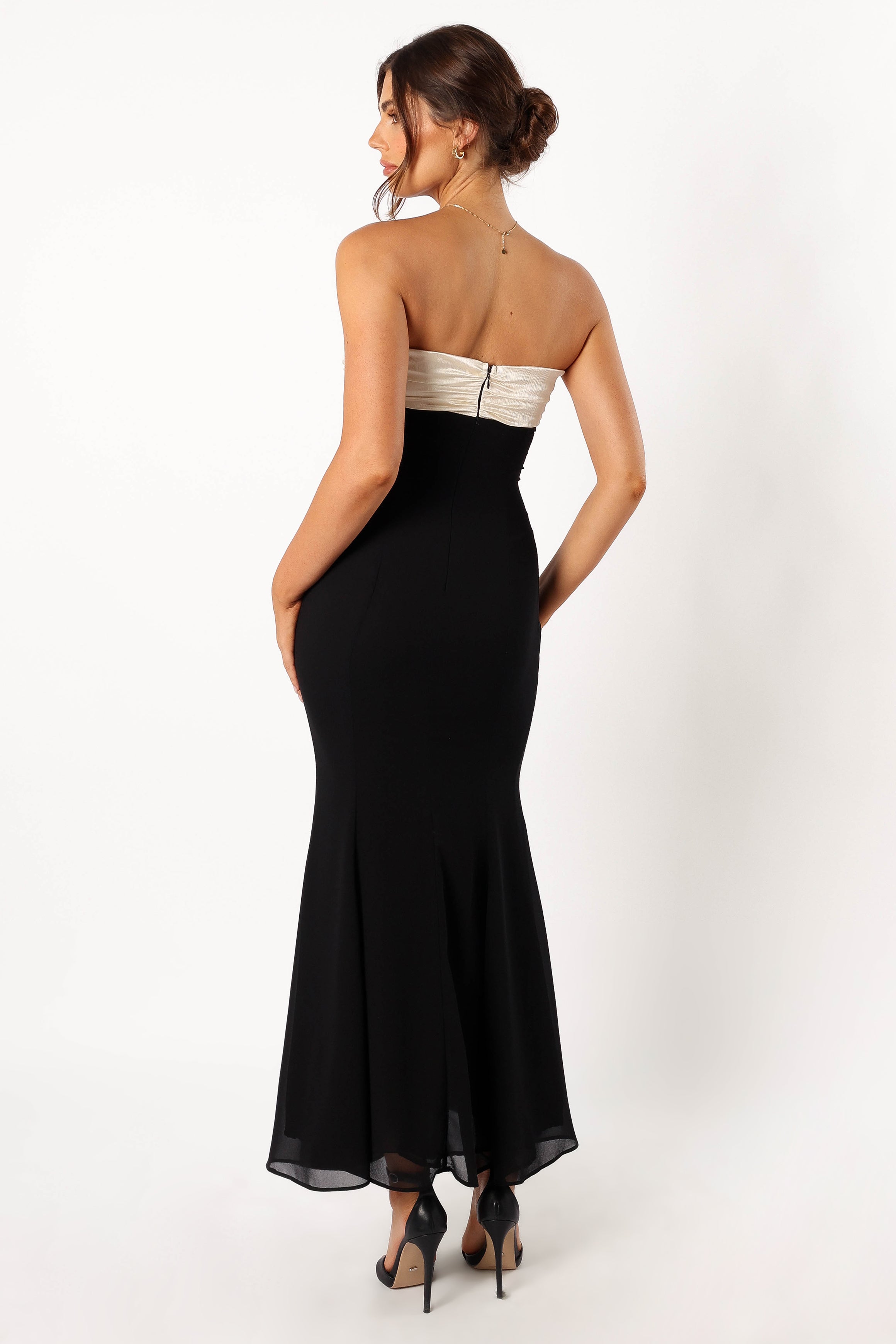 Elegant Strapless Maxi Dress for Women - Black Floor-Length Formal Gown for Weddings, Prom, Evening Parties & Special Occasions
