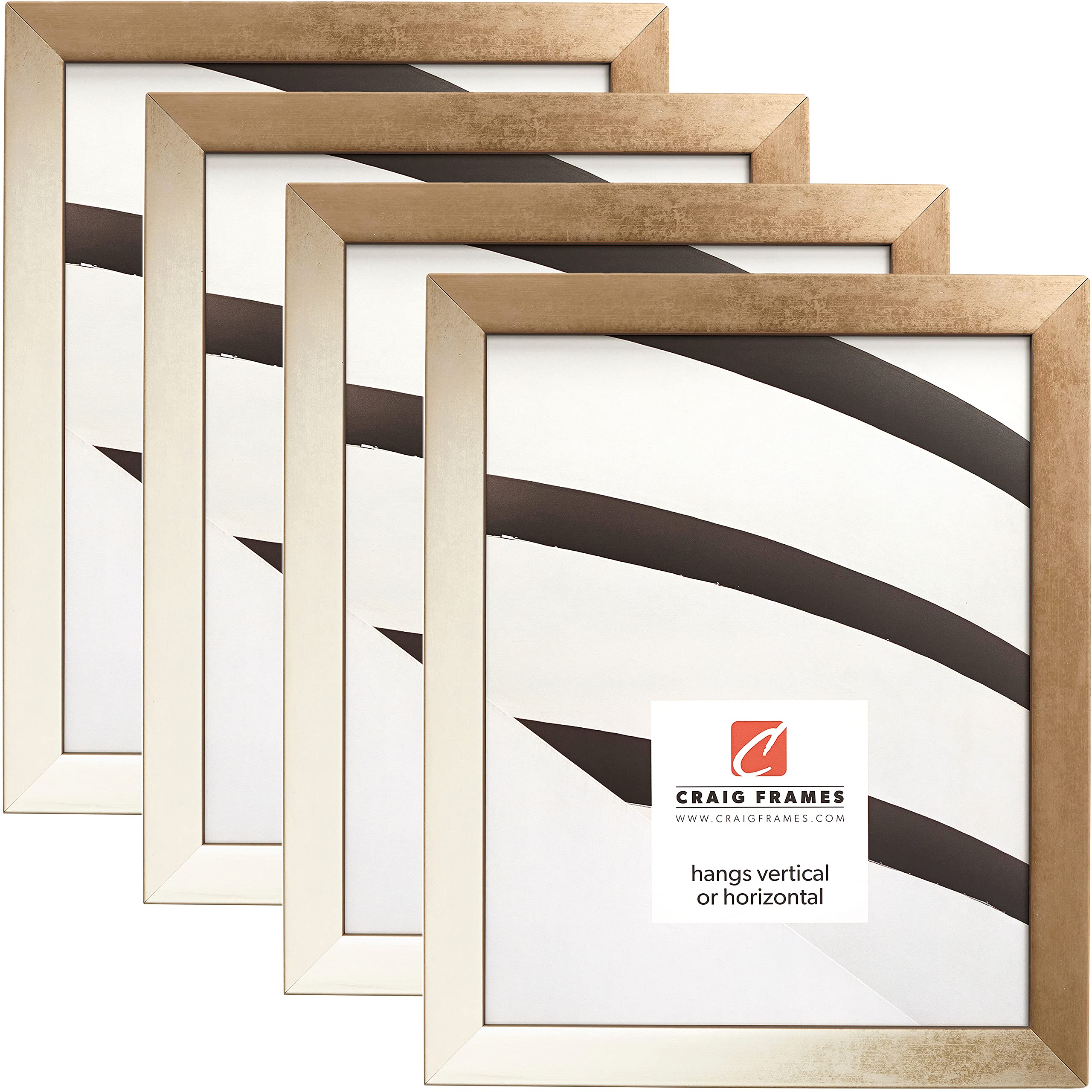 Craig Frames 10x12 Inch Gold Alloy Picture Frames - Set of 4 for Wall Decor, Photo Display, and Home Office Artwork
