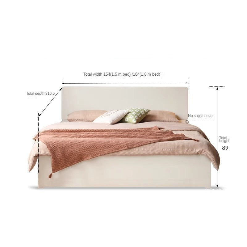Solid Poplar Wood Box Storage Bed in Cream - Underbed Storage Solution for Small Spaces, Bedroom Organization & Minimalist Decor