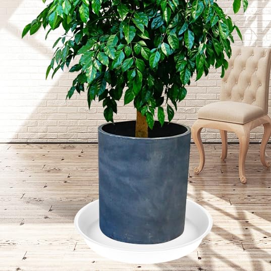 17 Inch Plant Saucers (2 Pack) - Round Plastic Flower Pot Trays for Indoor Plants, Fits 8-10 Inch Planters - Creamy White | Perfect for Home Decor, Balcony Gardens & Plant Drainage Protection