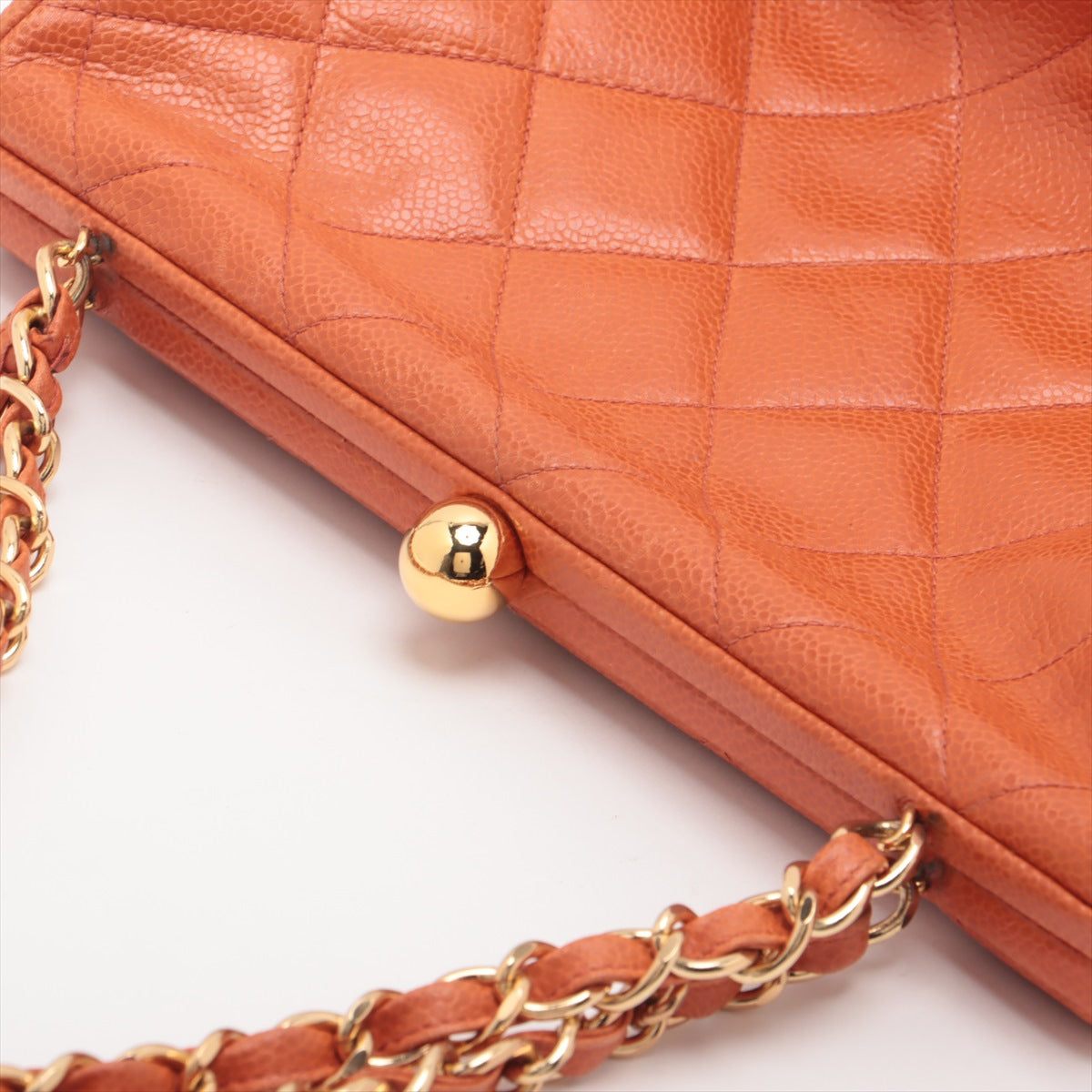 Chanel Matelasse Caviar Skin Gamaguchi Chain Shoulder Bag in Orange - Luxury Designer Handbag for Women | Perfect for Parties, Date Nights & Special Occasions
