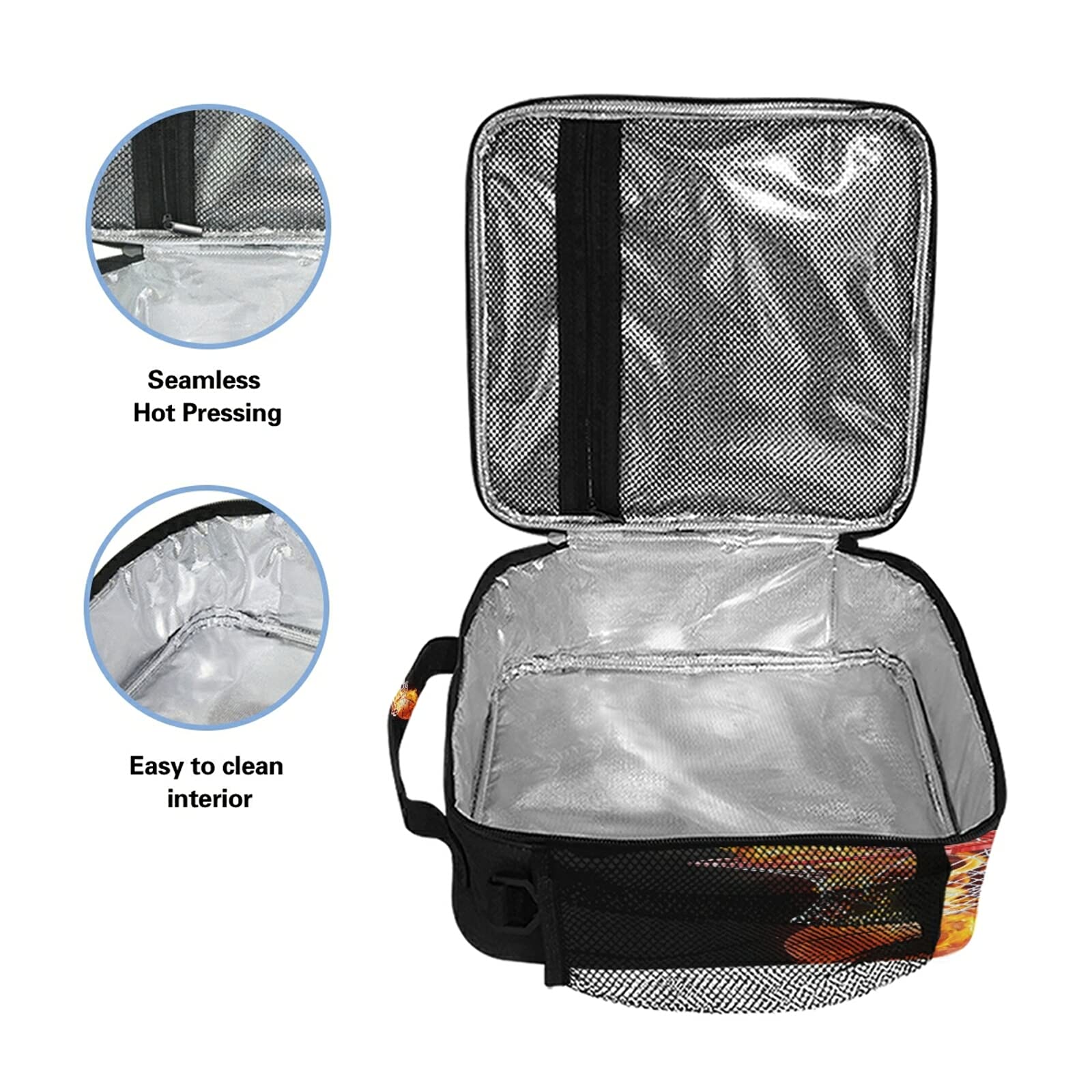 Insulated Basketball Lunch Bag for Women & Teens - Freezable Cooler Tote with Shoulder Strap, Waterproof Picnic Meal Bag for School, Office, Work or Gym - Perfect for Sports Lovers & Basketball Fans
