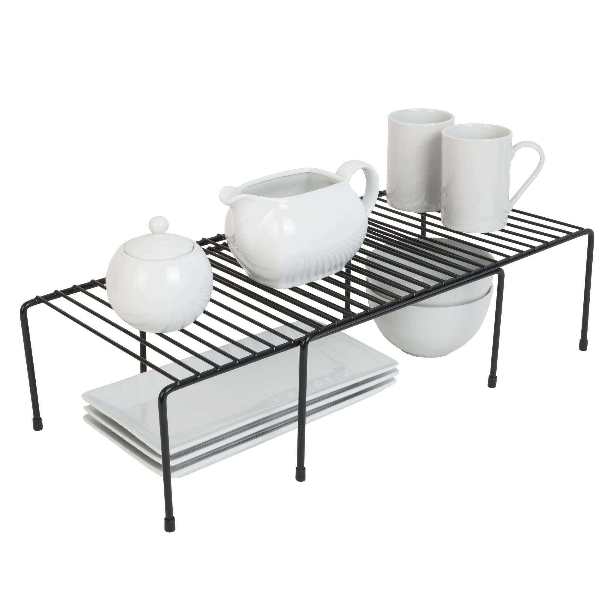 Smart Expandable Storage Rack - Durable Metal Wire Organizer with Scratch-Resistant Feet for Kitchen Counter, Bathroom, Cabinet - Perfect for Dishes, Plates, Medicine & More - 16