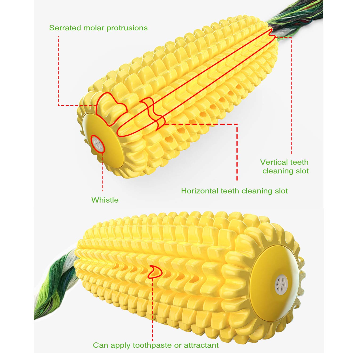 Durable Squeaky Dog Chew Toys for Teeth Cleaning - Interactive Corn-Shaped Yellow Puppy Toy for Medium & Small Dogs | Perfect for Playtime, Training & Birthday Gifts