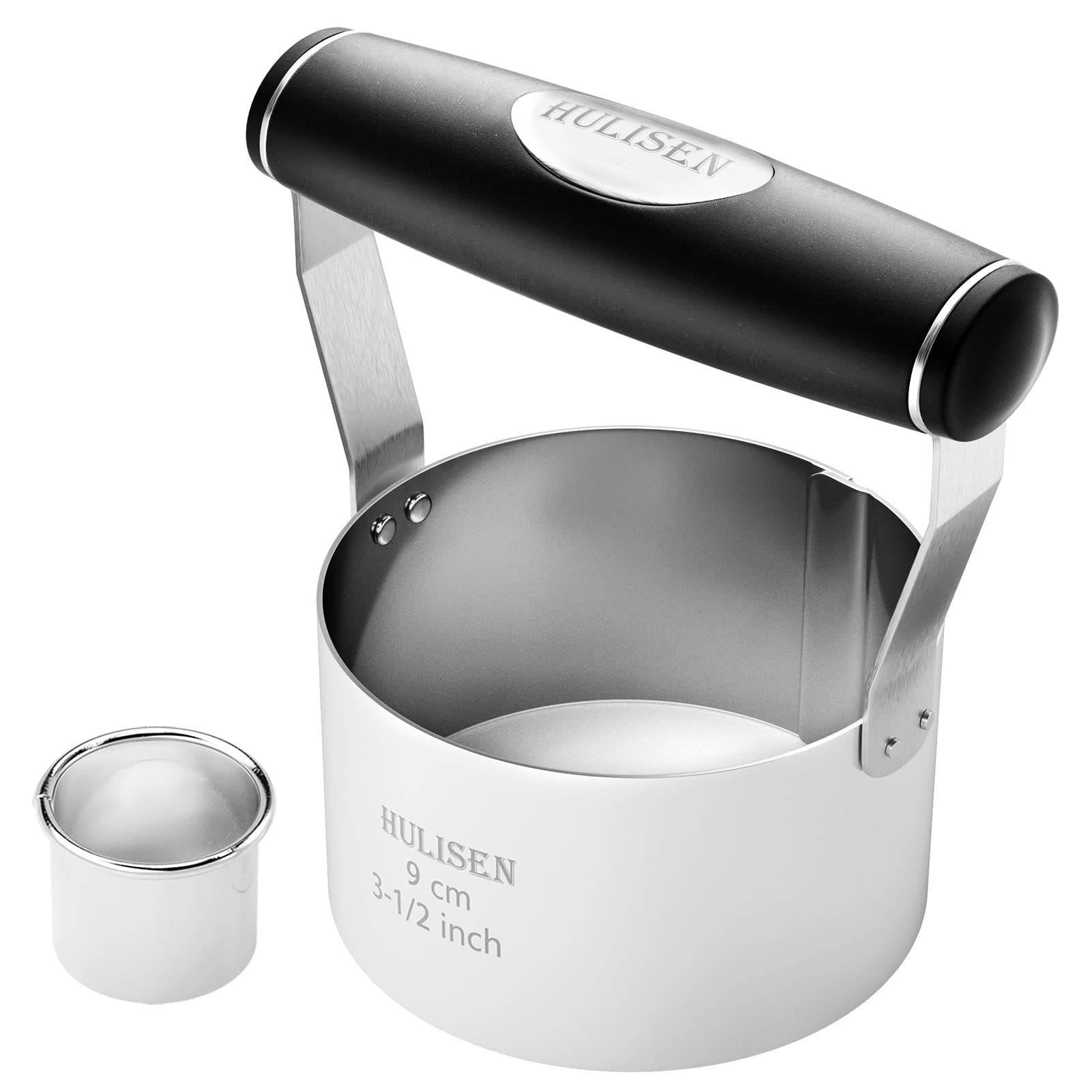 HULISEN 3.5 Inch Stainless Steel Round Cookie Cutter Set with Soft Grip Handle - Professional Baking Tools for Cookies, Biscuits, Pastry Dough - Perfect for Home Bakers, Holiday Baking & Gift Giving
