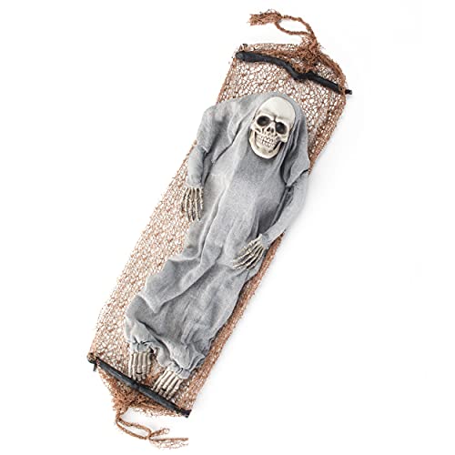 Motion Activated Sleeping Skeleton in Hammock - Halloween Outdoor Decoration with LED Lights for Yard, Porch & Garden Scare