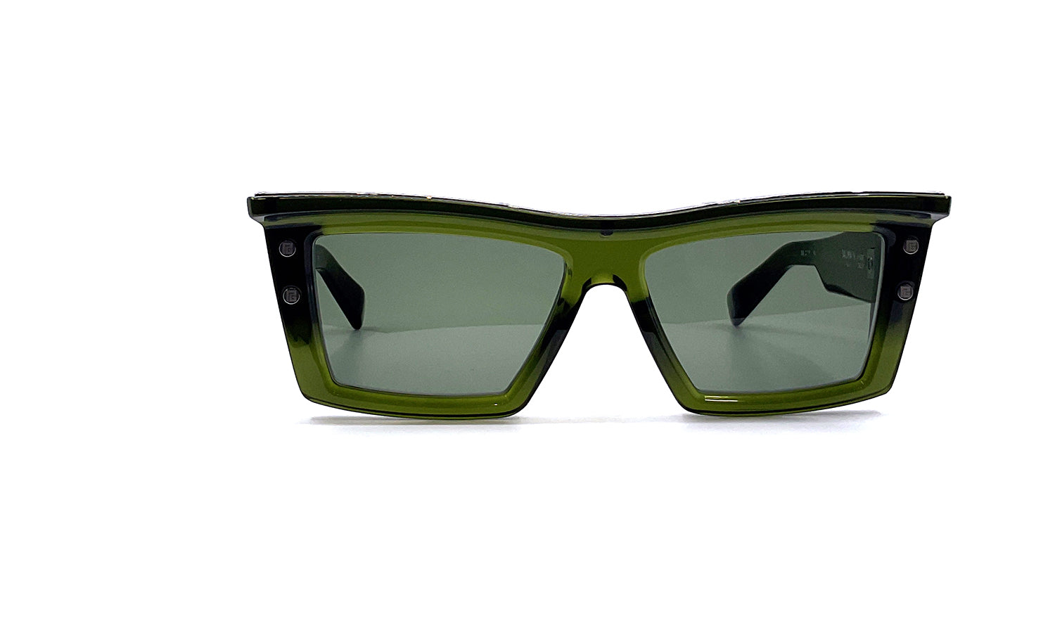 Balmain B VII Sunglasses - Olive/Palladium Frame for Men & Women | Luxury UV Protection Shades for Outdoor, Travel & Fashion