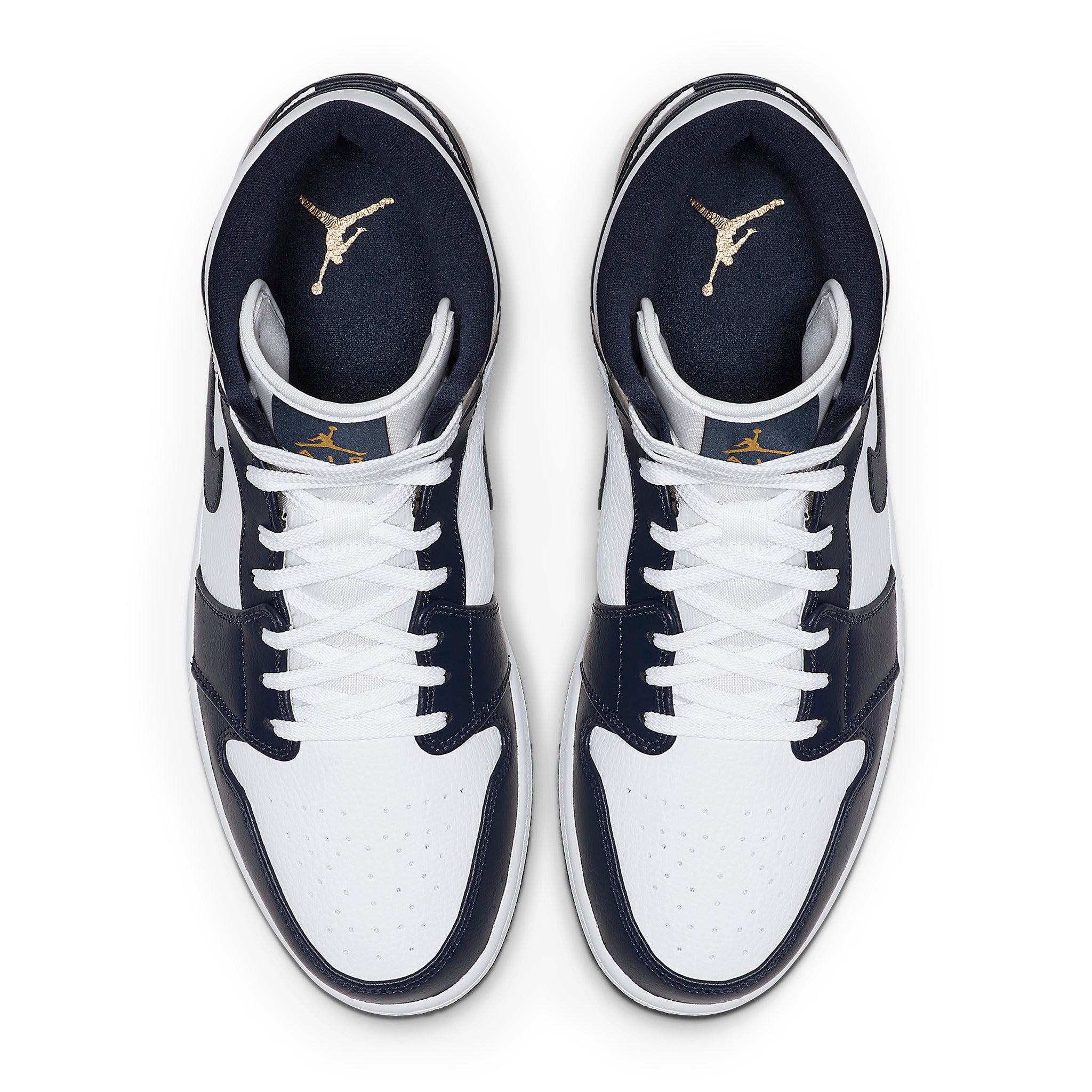 Air Jordan 1 Mid Sneakers - White/Metallic Gold/Obsidian Colorway - Men's Basketball Shoes for Casual Wear & Street Style