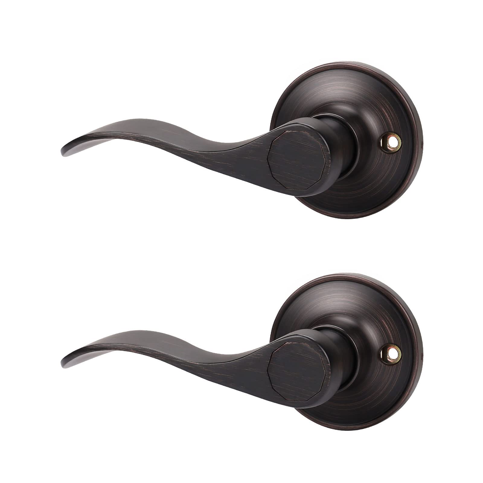KNOBWELL 2 Pack Bronze Dummy Lever Door Handles - Interior Closet Door Knobs with Levers, Left Hand (No Lock/Latch) - Perfect for Bedrooms, Bathrooms & Closet Doors
