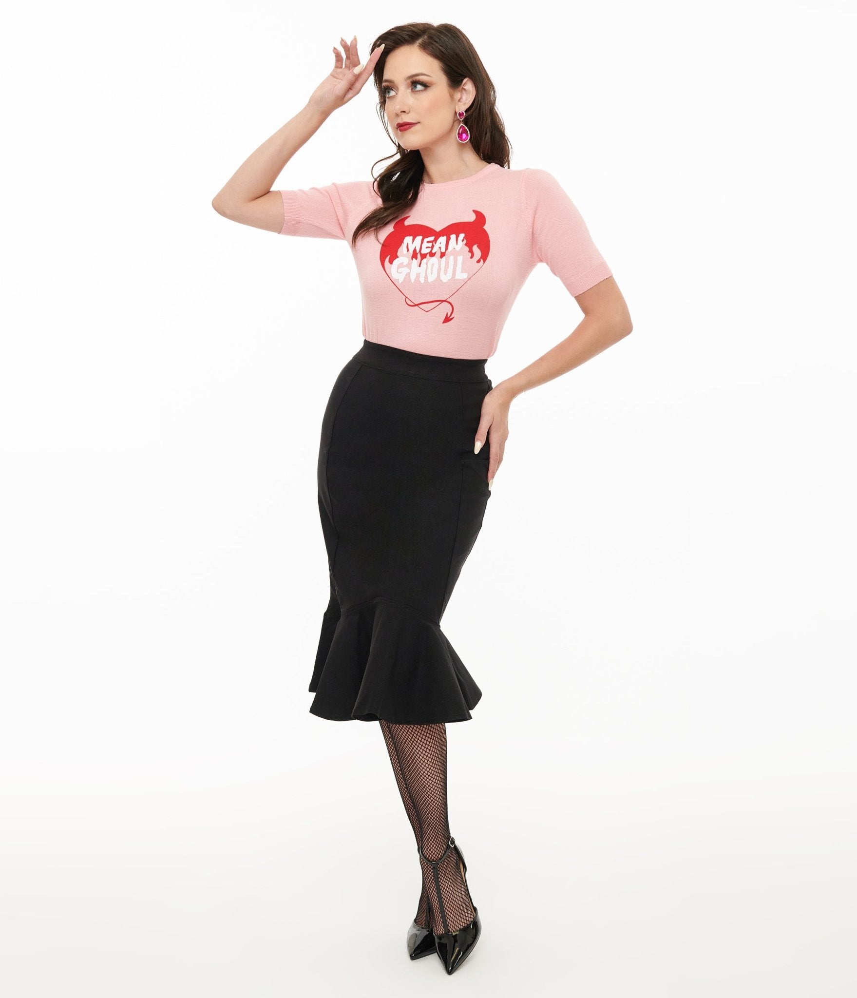 Killstar Black Royal Blast Pencil Skirt for Women | Gothic Punk Rock Fashion | Perfect for Night Out, Clubwear & Alternative Style Outfits