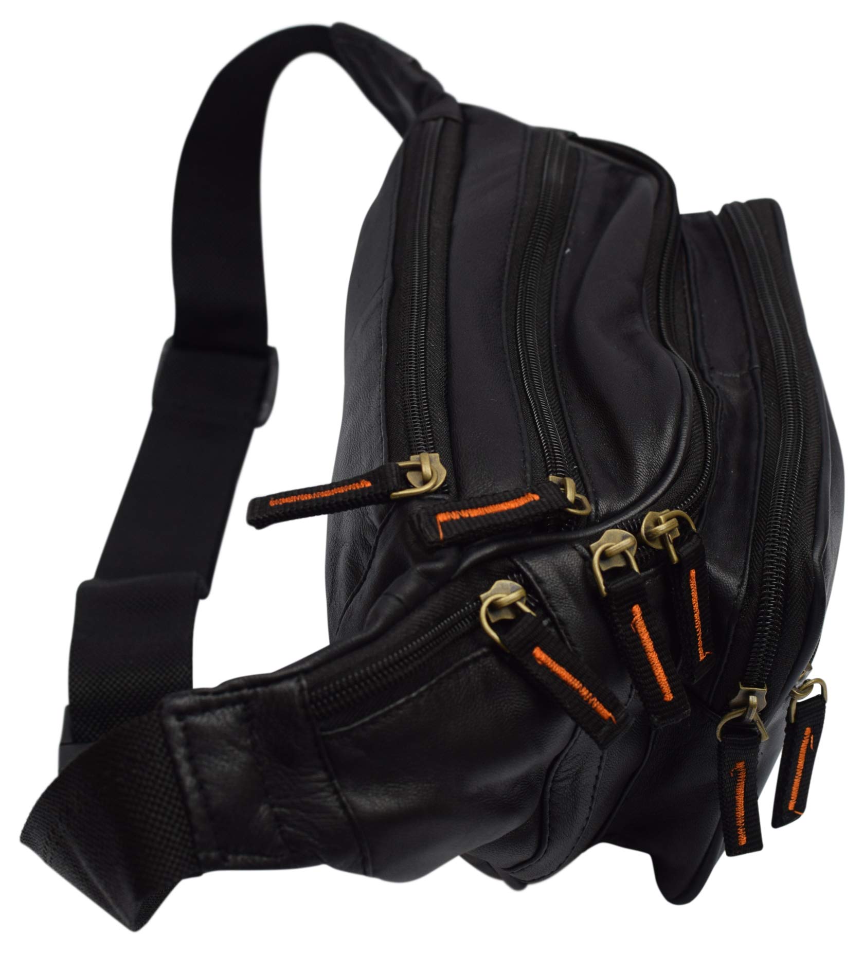 Premium Cowhide Leather Fanny Pack for Men & Women - Large Size with 7 Pockets - Durable Waist Bag for Outdoor Activities, Hiking, Travel, Camping, Cycling & Running - Perfect for Adventure Enthusiasts & Daily Use