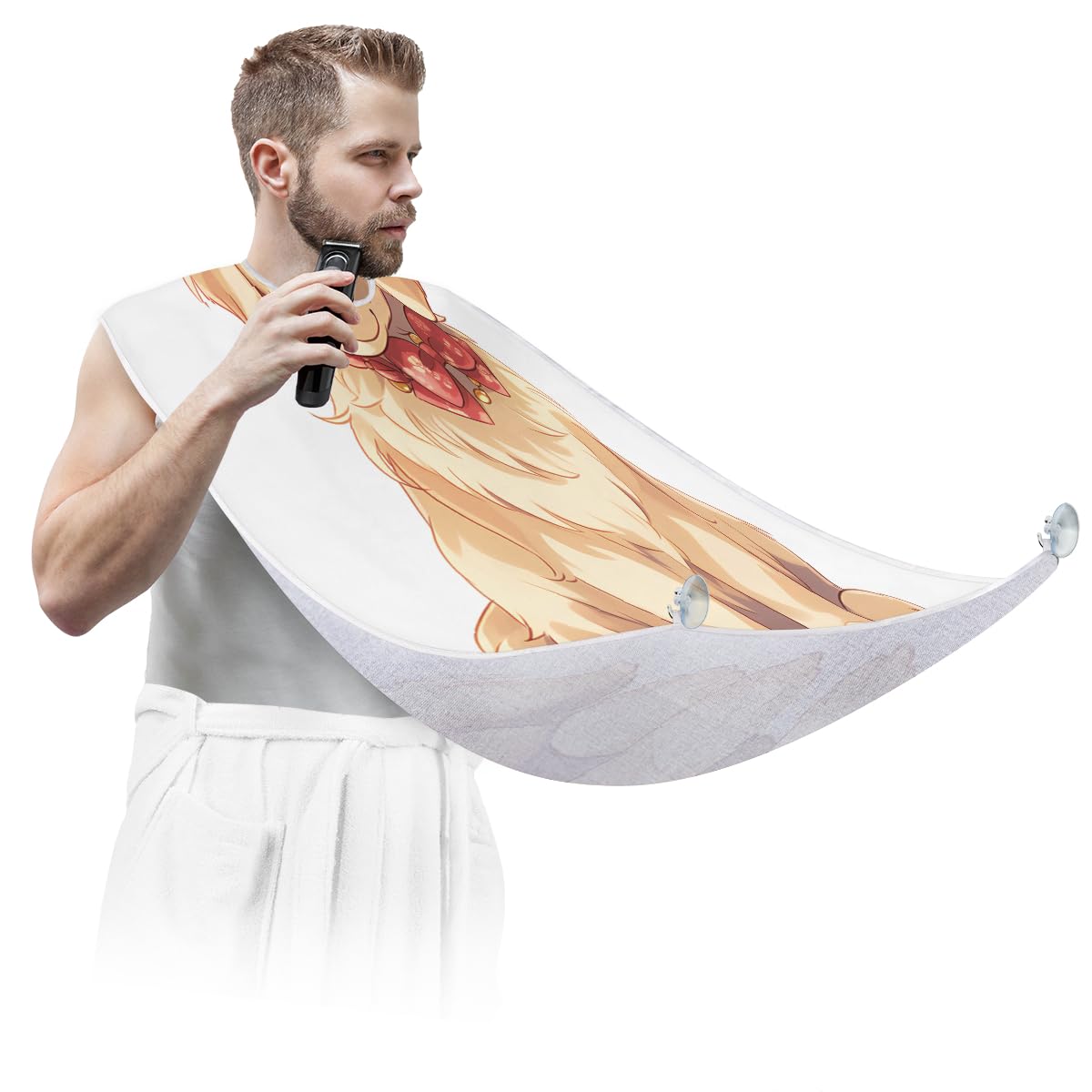 Anime Beard Shaving Bib for Men & Women - Cute Dog Design Hair Dye Apron, Makeup Cape & Barber Accessories - Perfect for Beard Trimming, Haircut, Salon Styling & DIY Home Grooming