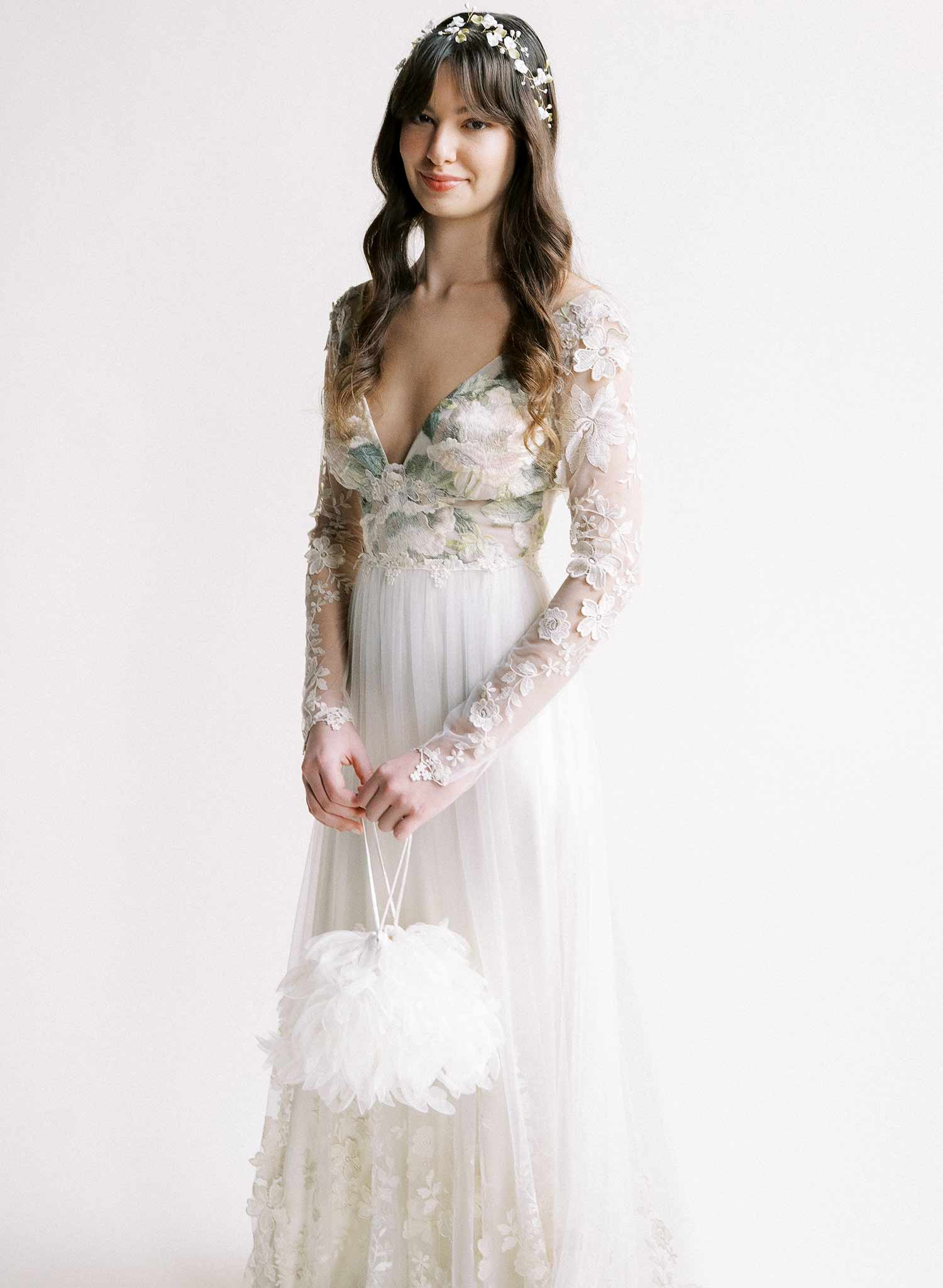 Elegant Silk Petals Bridal Clutch Purse - Style #2517 | Perfect for Weddings, Prom & Special Occasions