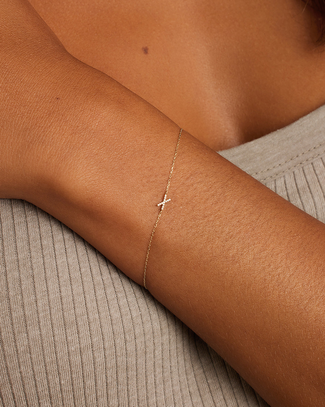 Diamond Pavé Alphabet Bracelet - Personalized Initial Letter Bracelet for Women, Sterling Silver or Gold Plated, Elegant Gift for Birthday, Anniversary, Valentine's Day | Perfect for Everyday Wear & Special Occasions