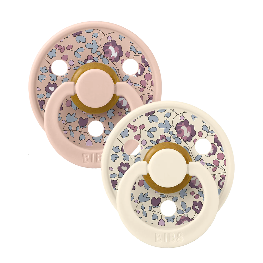 BIBS X Liberty Colour Pacifier 2-Pack - Soft & Safe Baby Soothers for Newborns & Infants - Perfect for Daycare, Travel & Bedtime Comfort