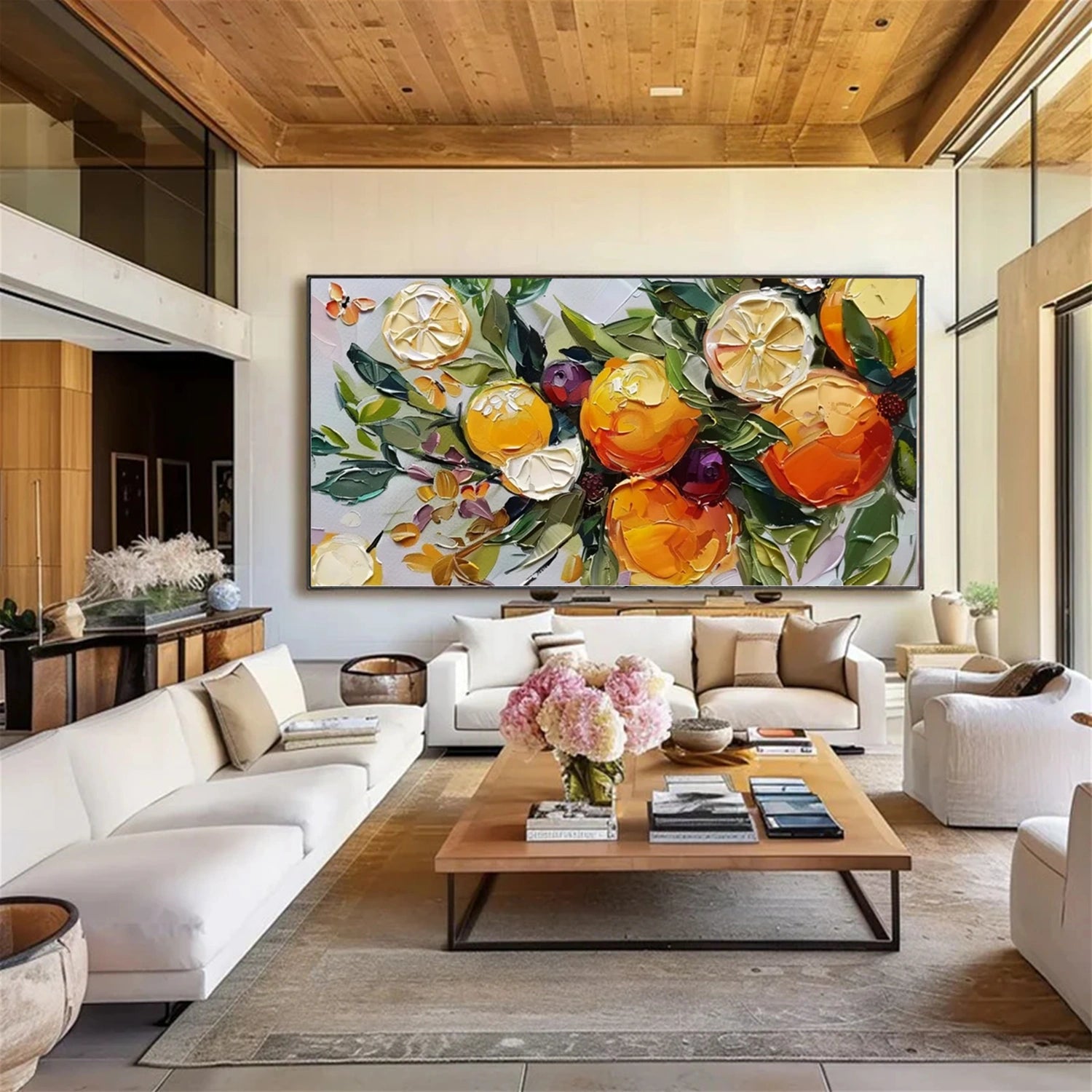 Beautiful Flower and Tree Painting #FT180 - Handmade Canvas Art for Home Decor, Living Room, Bedroom & Office Wall