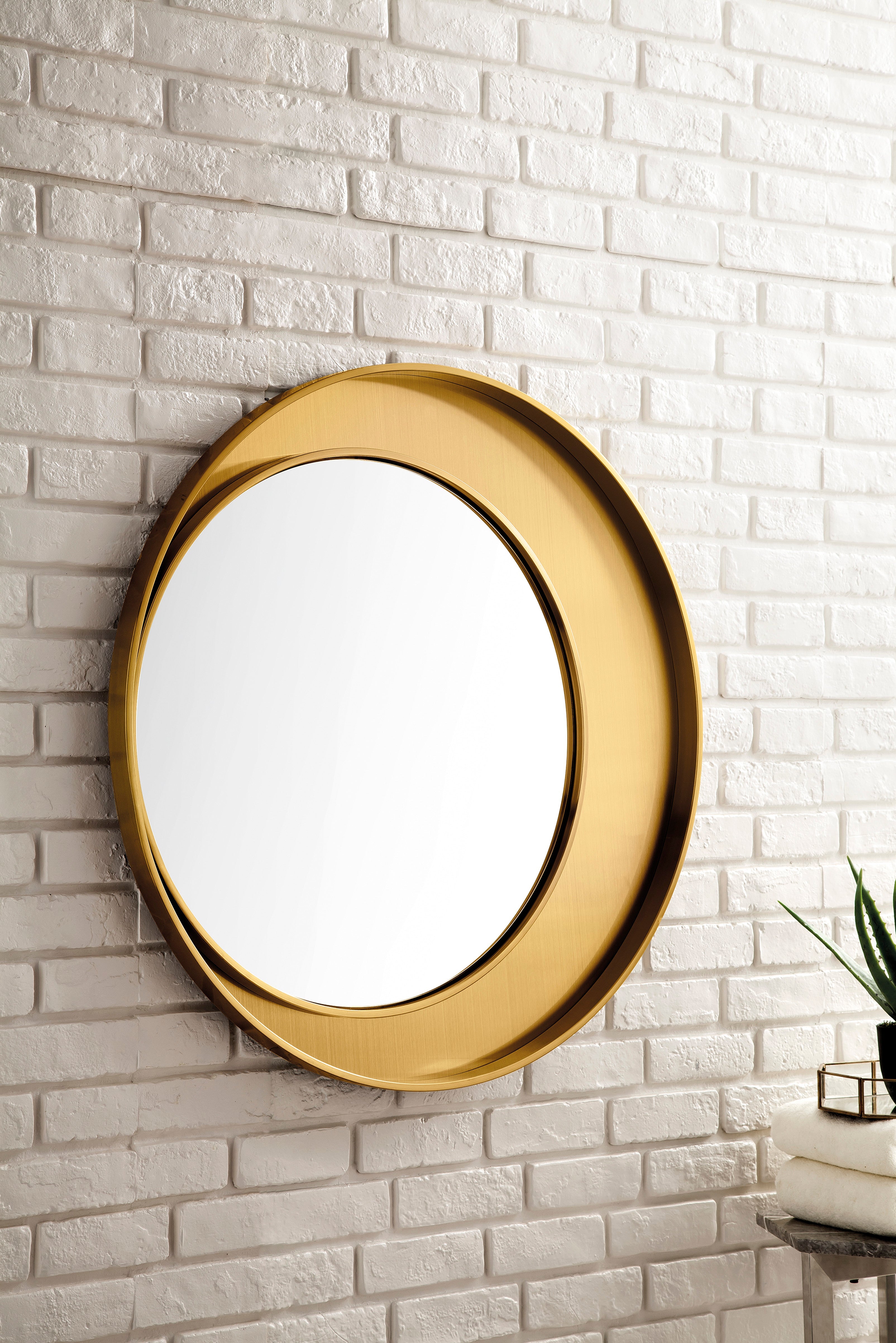 Luna 35.5 Inch Round Wall Mirror with Radiant Gold Frame - Perfect for Living Room, Bedroom & Bathroom Decor