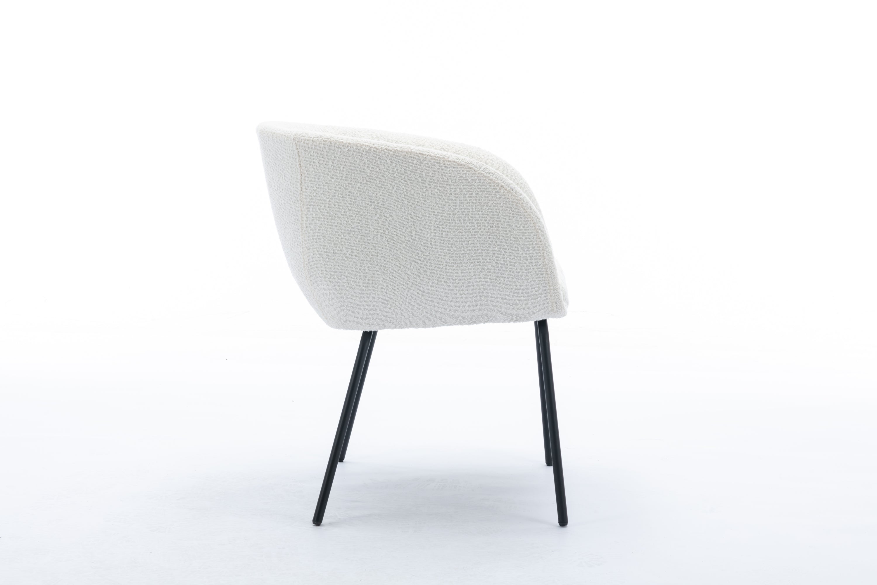 Boucle Fabric Dining Chair with Black Metal Legs - Set of 1 - Modern Upholstered Side Chair for Kitchen, Dining Room & Office