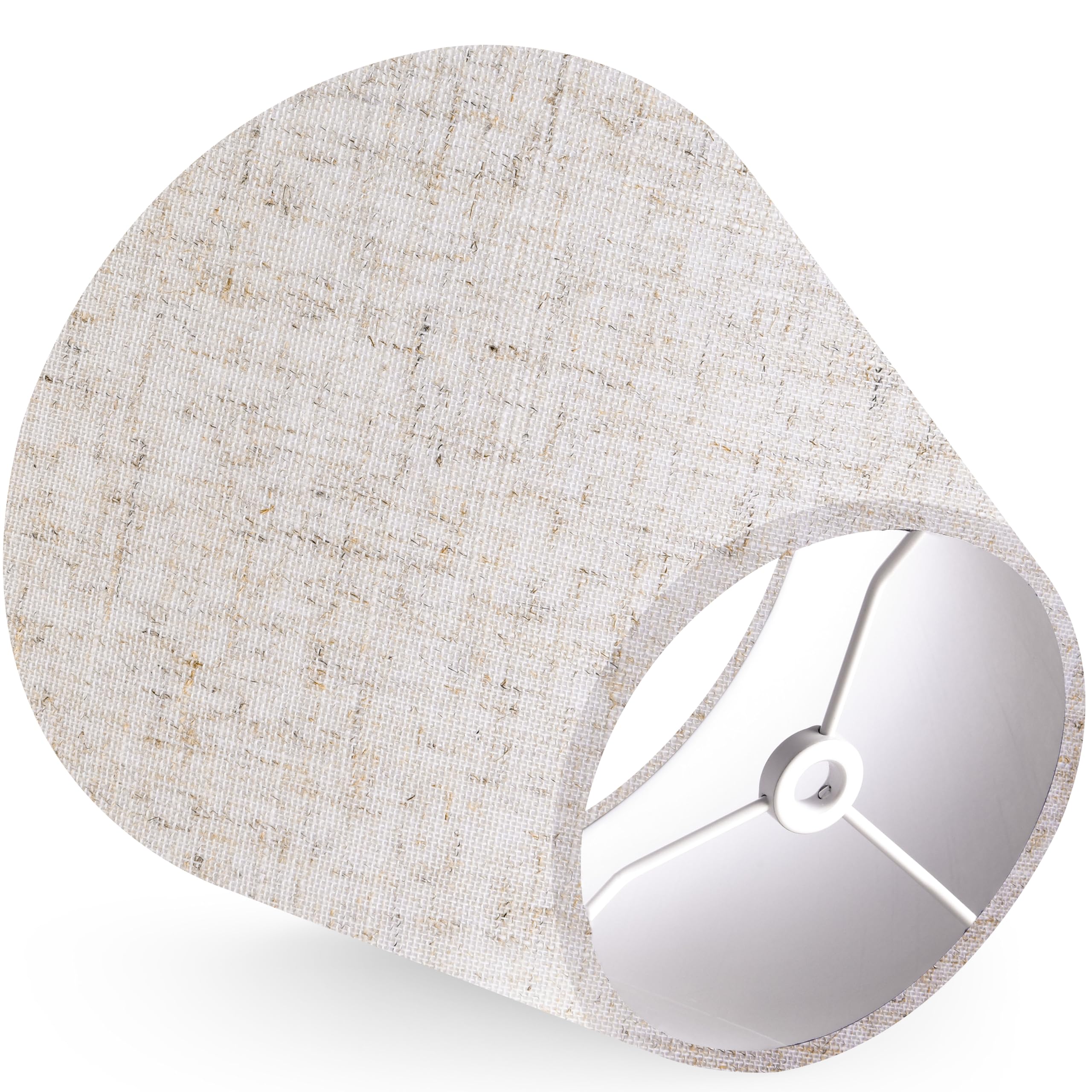 GO&SO 9 Inch Small Mini Beige Lamp Shades - Natural Fabric Drum Shade Replacement for Table Lamps & Wall Mount, Rustic Home Decor (5×9×6.4 Inches, Spider Bell Fit, No Assembly Required, 2 Pack) - Perfect for Living Room, Bedroom & Office Lighting