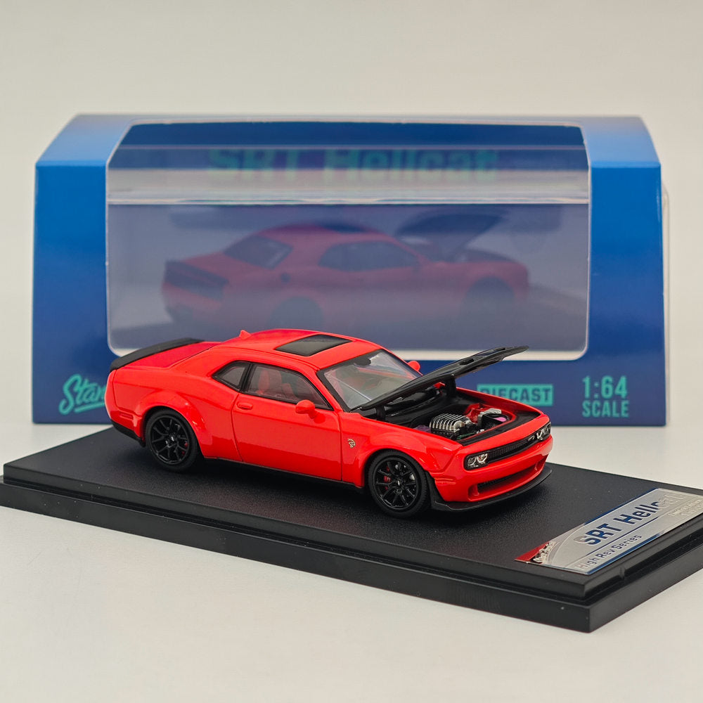 1/64 Scale Dodge SRT Hellcat Red & Black Diecast Model Car - Stance Hunters Collectible Toy Vehicle for Display, Racing Games & Car Enthusiasts
