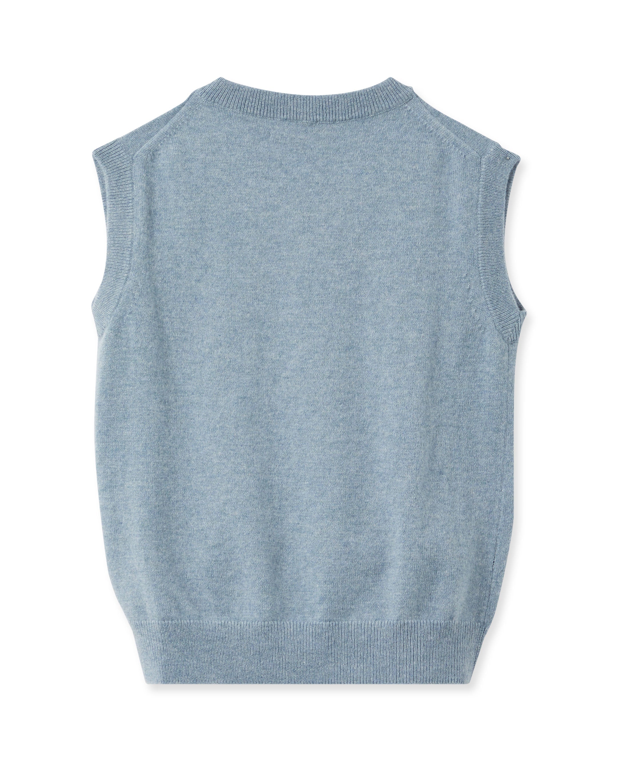 Premium Boys Cashmere Slipover Sweater - Soft Heather Blue V-Neck Vest for Kids | Perfect for School, Holidays & Family Photos