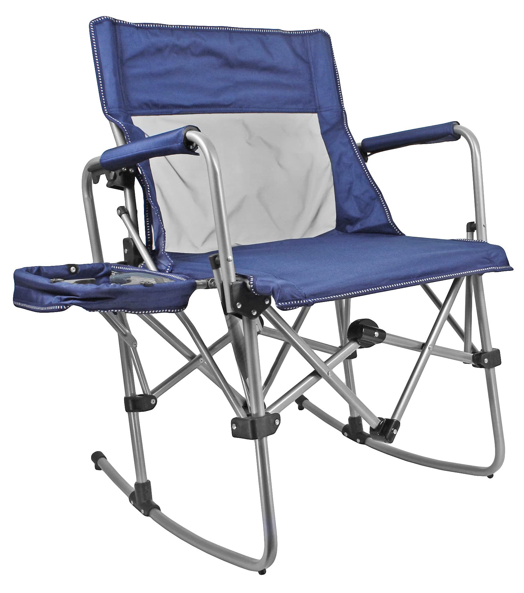 Zenithen Portable Outdoor Rocking Director's Folding Chair with Side Table - Lightweight Camping Chair for Sporting Events, Beach, Picnics & Backyard Relaxation (Navy Blue) | Perfect for Camping Trips, Tailgating, and Patio Lounging
