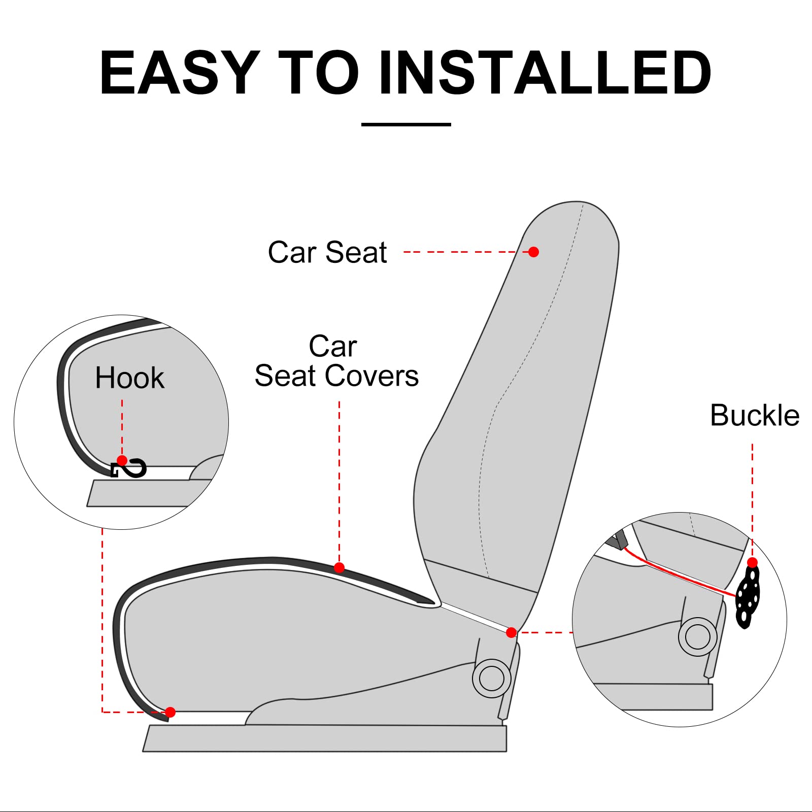 SurpassMe Universal Car Seat Covers - Comfortable Front Seat Protectors with Storage Pockets for Cars, SUVs, Trucks & Vans | Durable Padded Interior Accessories for Daily Commute & Road Trips