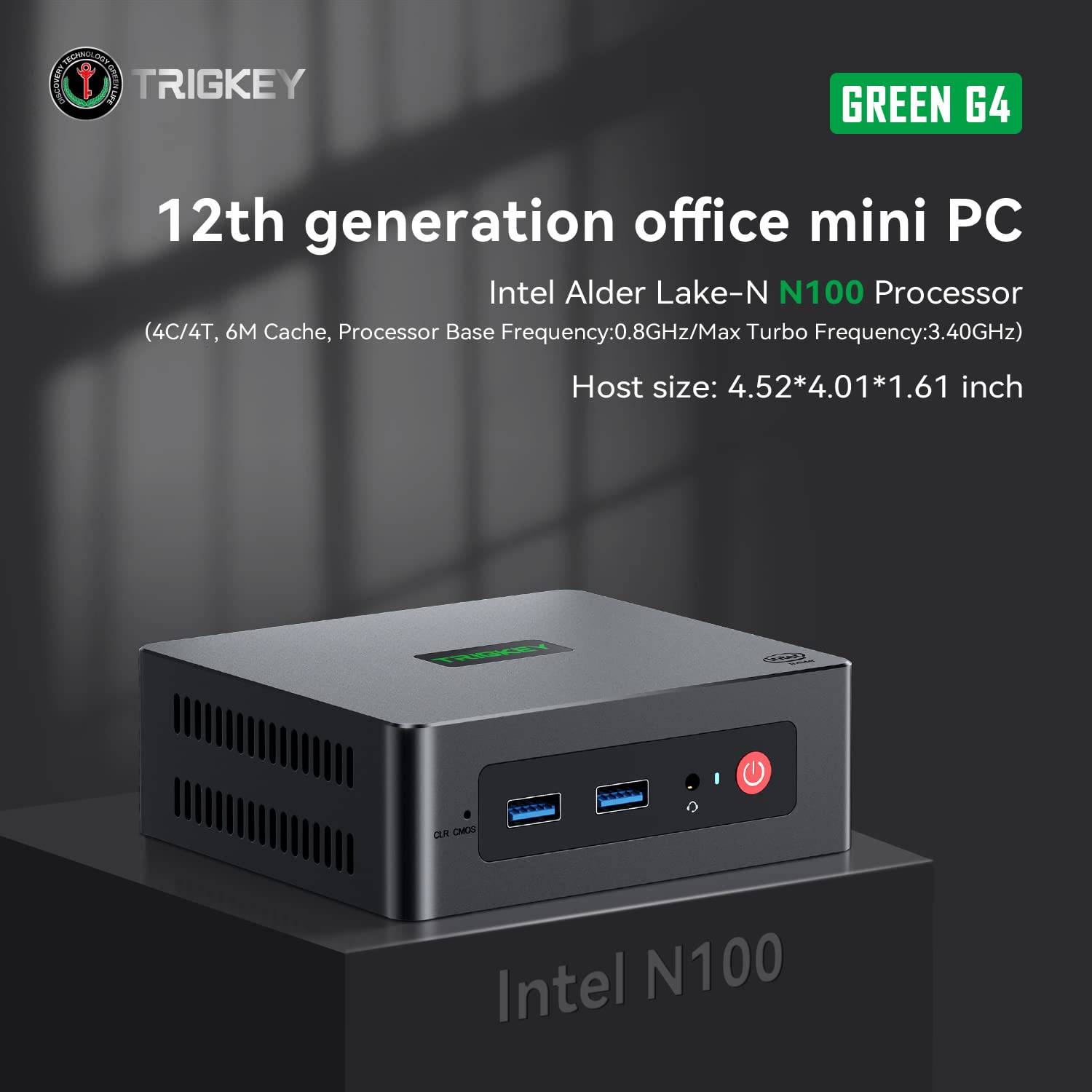 TRIGKEY Mini PC N100 G4 - Intel 12th Gen Alder Lake-N100, 16GB DDR4 RAM, 500GB SSD, Dual HDMI 4K@60Hz, WiFi 6, USB 3.2 Gen 2 - Compact Desktop Computer for Home Office, Gaming & Media Streaming