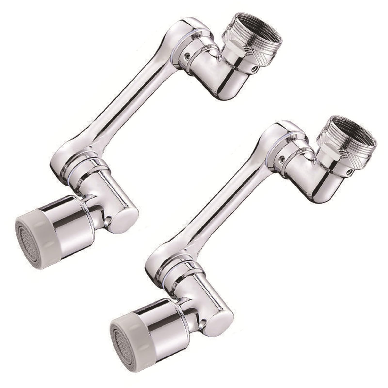 360° Rotating Faucet Extender with Dual Spray Modes - Splash-Free Hand Washing, Hair & Face Rinsing for Bathroom & Kitchen Sink (Silver, 2-Pack) - Perfect for Kids, Pets & Disabled Users