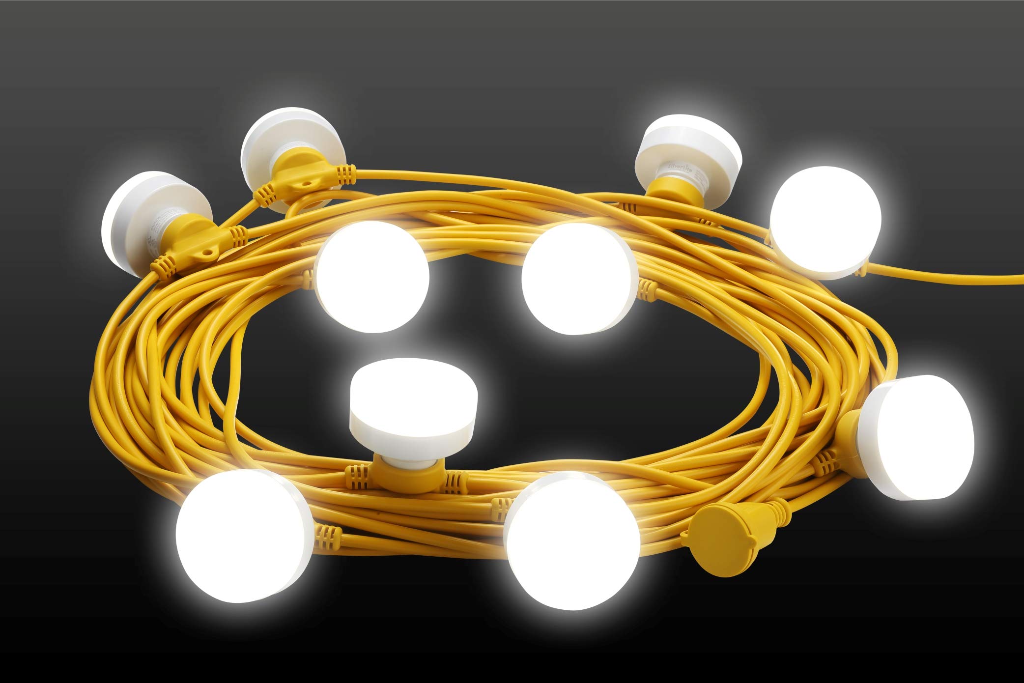 100FT LED Construction String Light - 100W 10000LM Industrial Grade Work Lights with 10 Bulbs, 5000K Daylight White for Job Sites, Renovation, Mining | Perfect for Construction Lighting, Warehouse Illumination & Emergency Temporary Lighting
