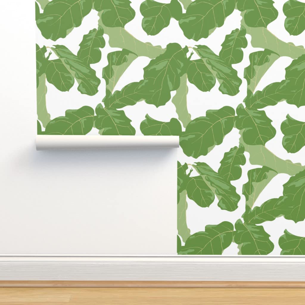 Premium Commercial Grade Wallpaper 27ft x 2ft - Tropical Palm Leaf Botanical Design for Living Room, Bedroom & Office Decor | Spoonflower Traditional Peel & Stick Wallpaper