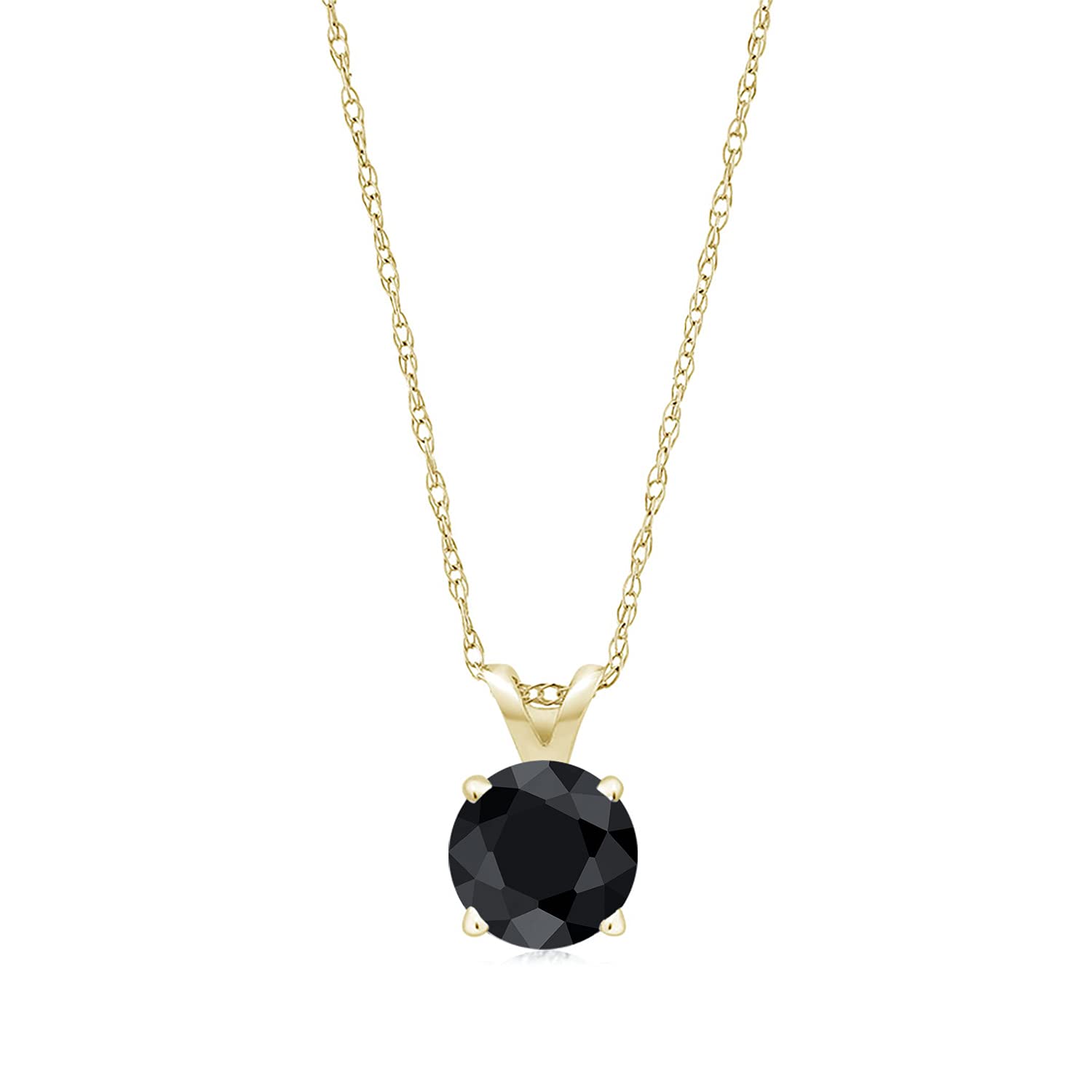 14K Yellow Gold Round 5MM Birthstone Solitaire Pendant Necklace for Women | 18 Inch 14K Gold Chain | Fine Jewelry Gift for Mom, Wife, Her | Perfect for Birthdays, Anniversaries & Special Occasions