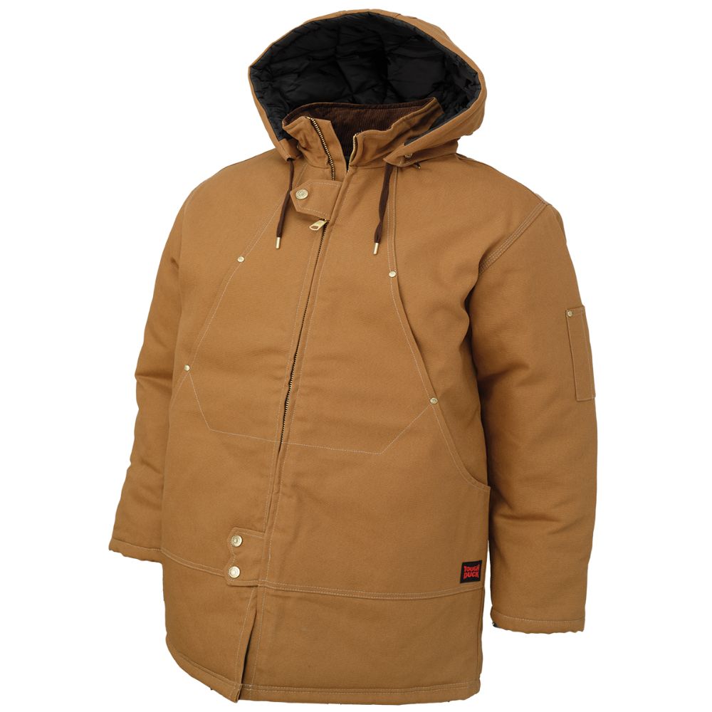 Tough Duck Men's Abraham Hydro Winter Work Parka WJ18 - Heavy Duty Insulated Waterproof Jacket for Cold Weather - Ideal for Construction, Outdoor Work & Winter Activities (Brown)