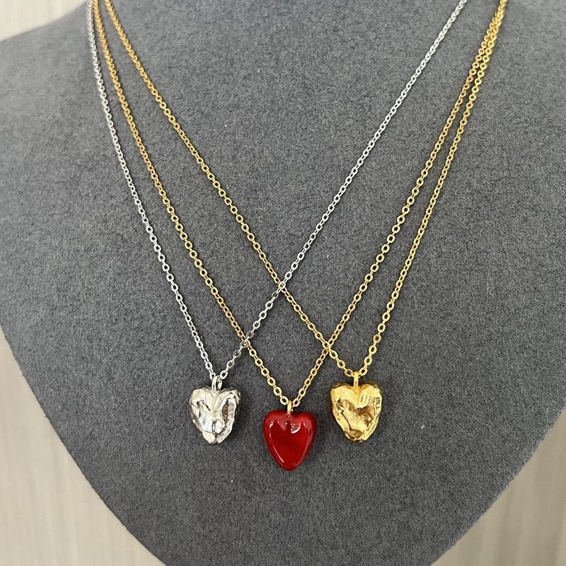 Red Enamel Heart Pendant Necklace for Women - Romantic Valentine's Day Gift, Anniversary Jewelry - Perfect for Date Night, Wedding, and Special Occasions