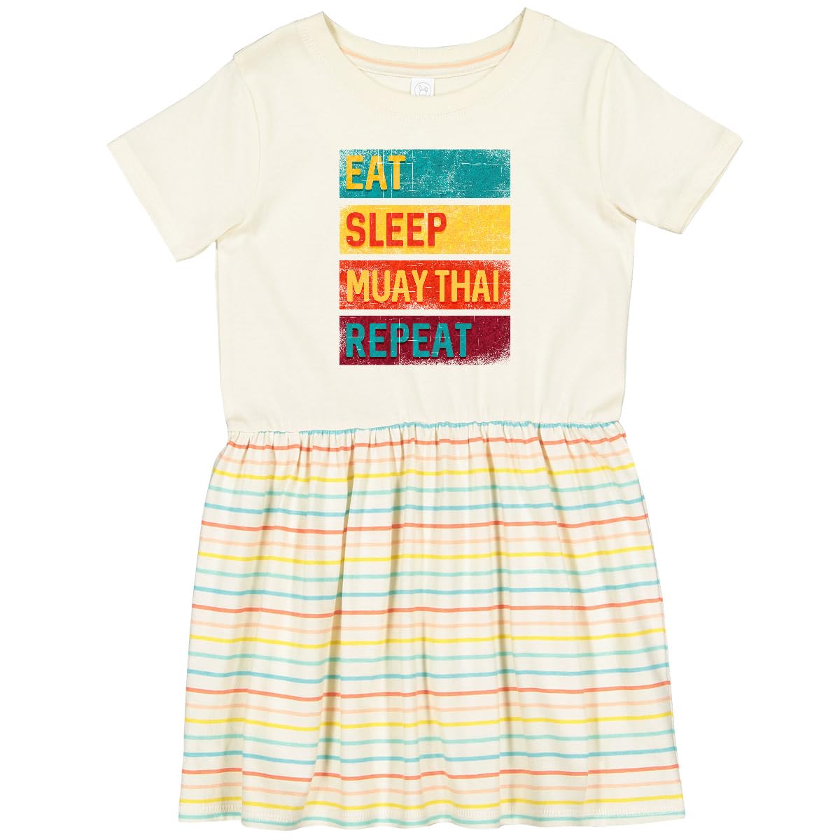 Inktastic Eat Sleep Muay Thai Repeat Toddler Dress - Cute Muay Thai Themed Baby Girl Outfit for Training, Playdates & Casual Wear