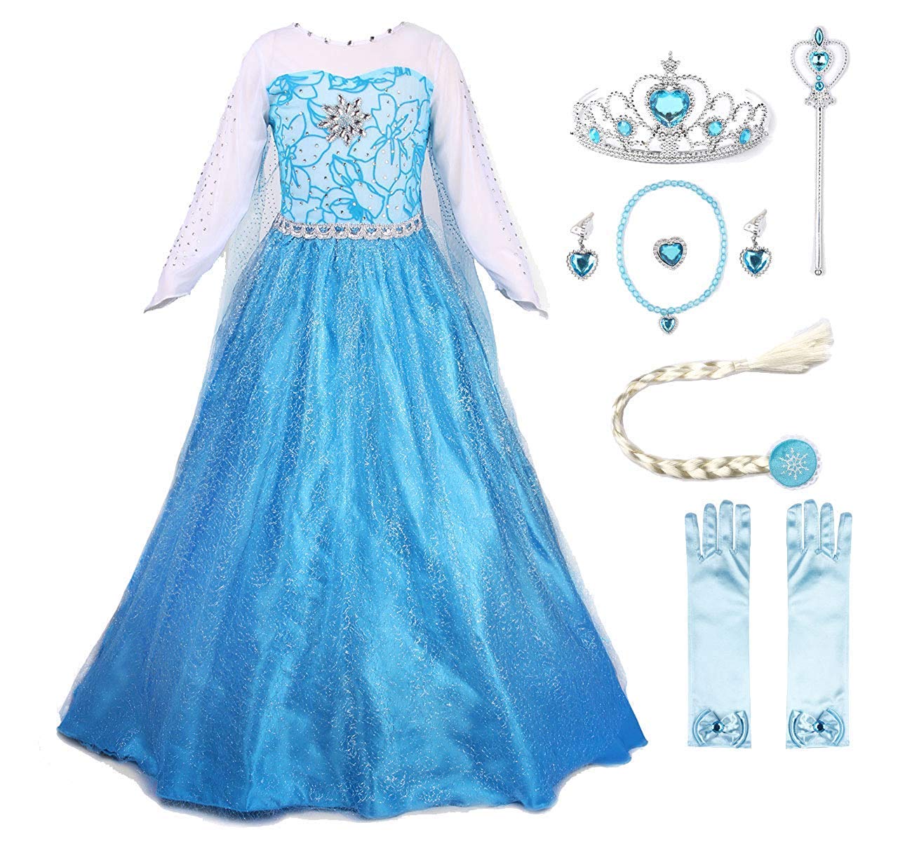 JerrisApparel Princess Dress Queen Costume for Cosplay & Dress Up with Accessories - Perfect for Halloween, Cosplay Events & Themed Parties