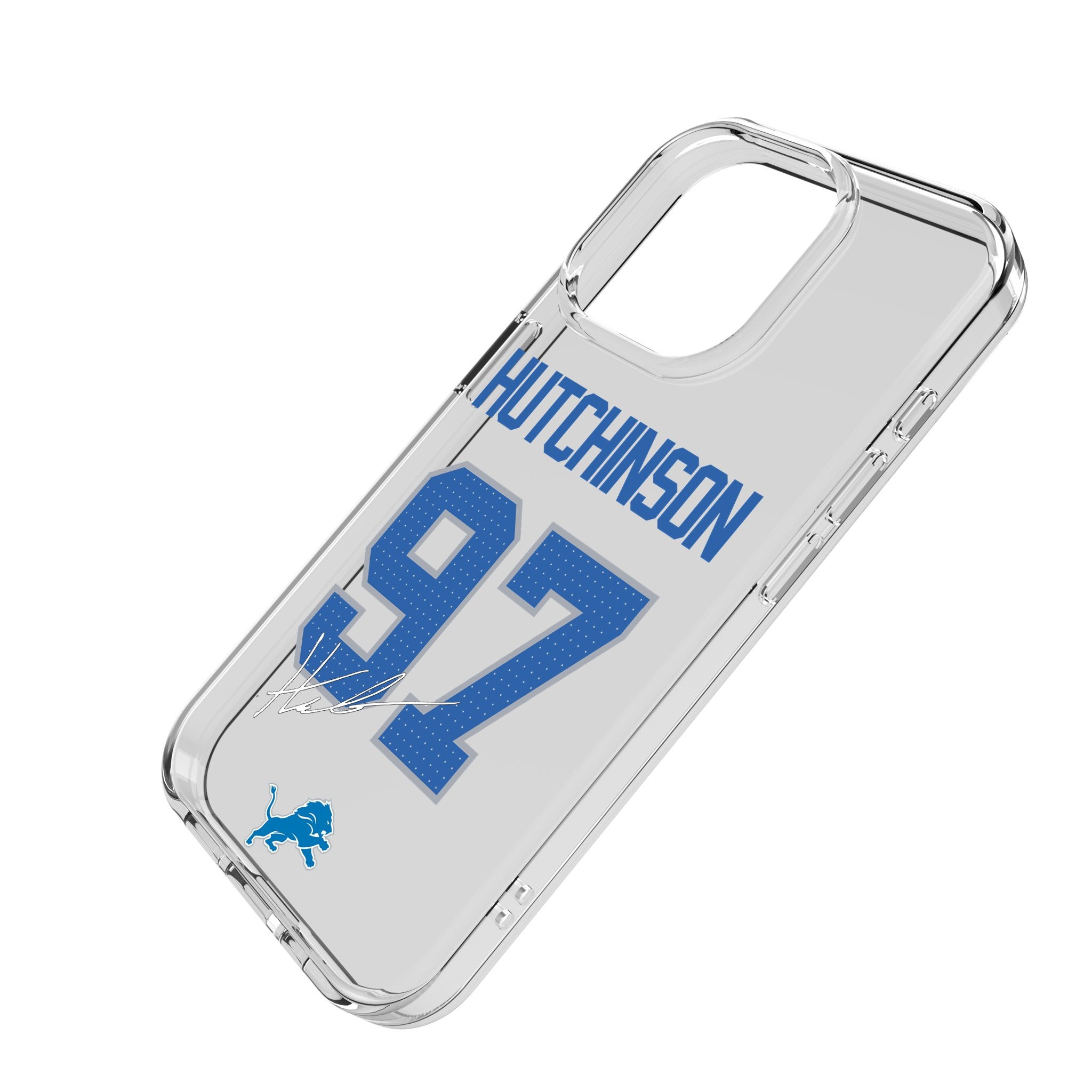 Aidan Hutchinson Detroit Lions 97 Game Tactical Clear Phone Case for iPhone 14/13/12/11 Pro Max - Shockproof Protective Cover for Football Fans & Sports Enthusiasts